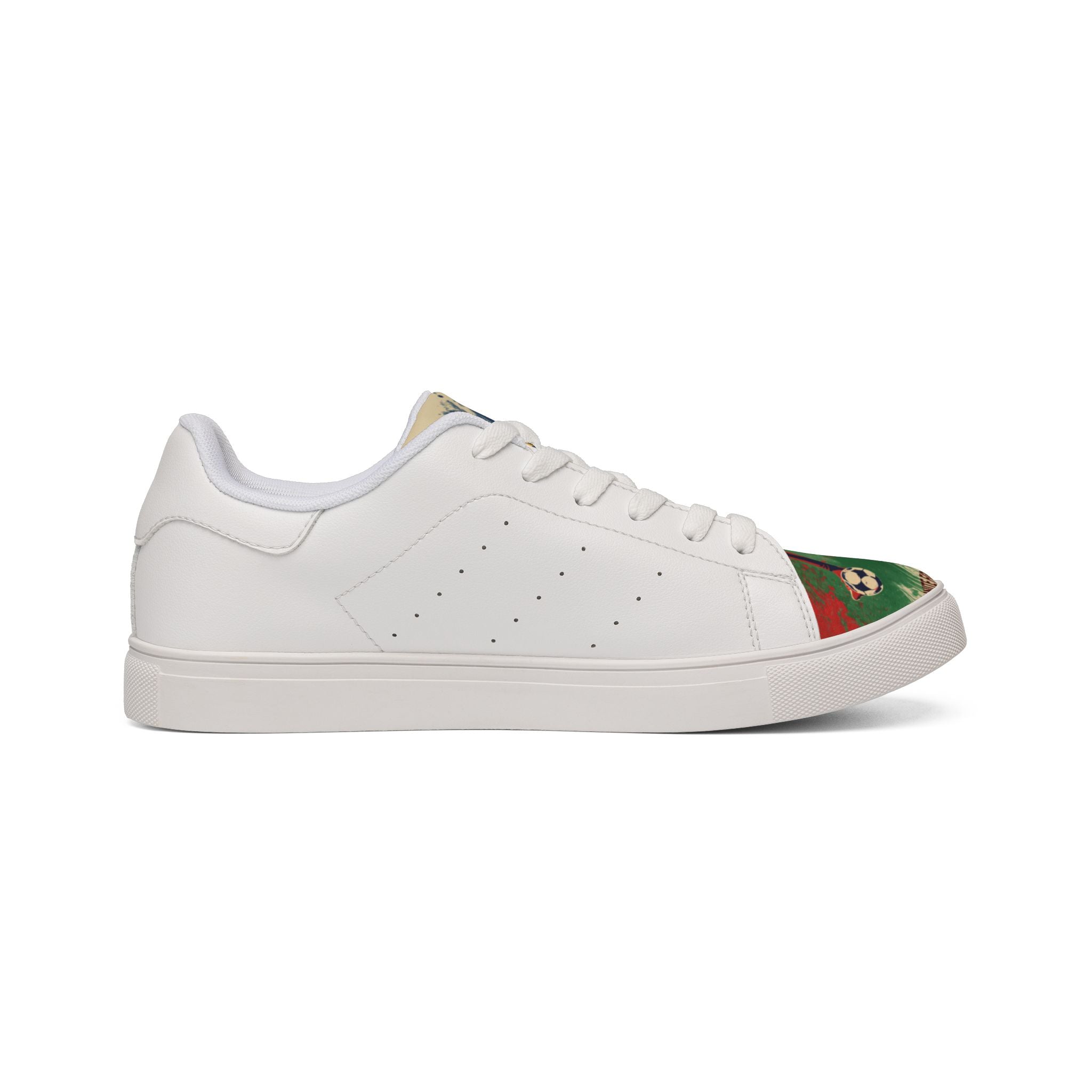 Soccer Retro Graphic Leather Sneakers — "Go Hail!" Low-Top Men's Shoes