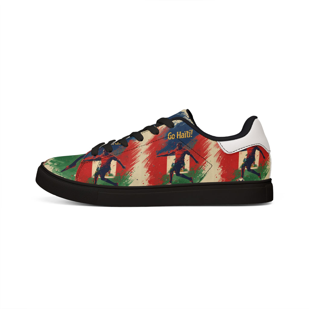 Soccer Retro Graphic Leather Sneakers — "Go Hail!" Low-Top Men's Shoes