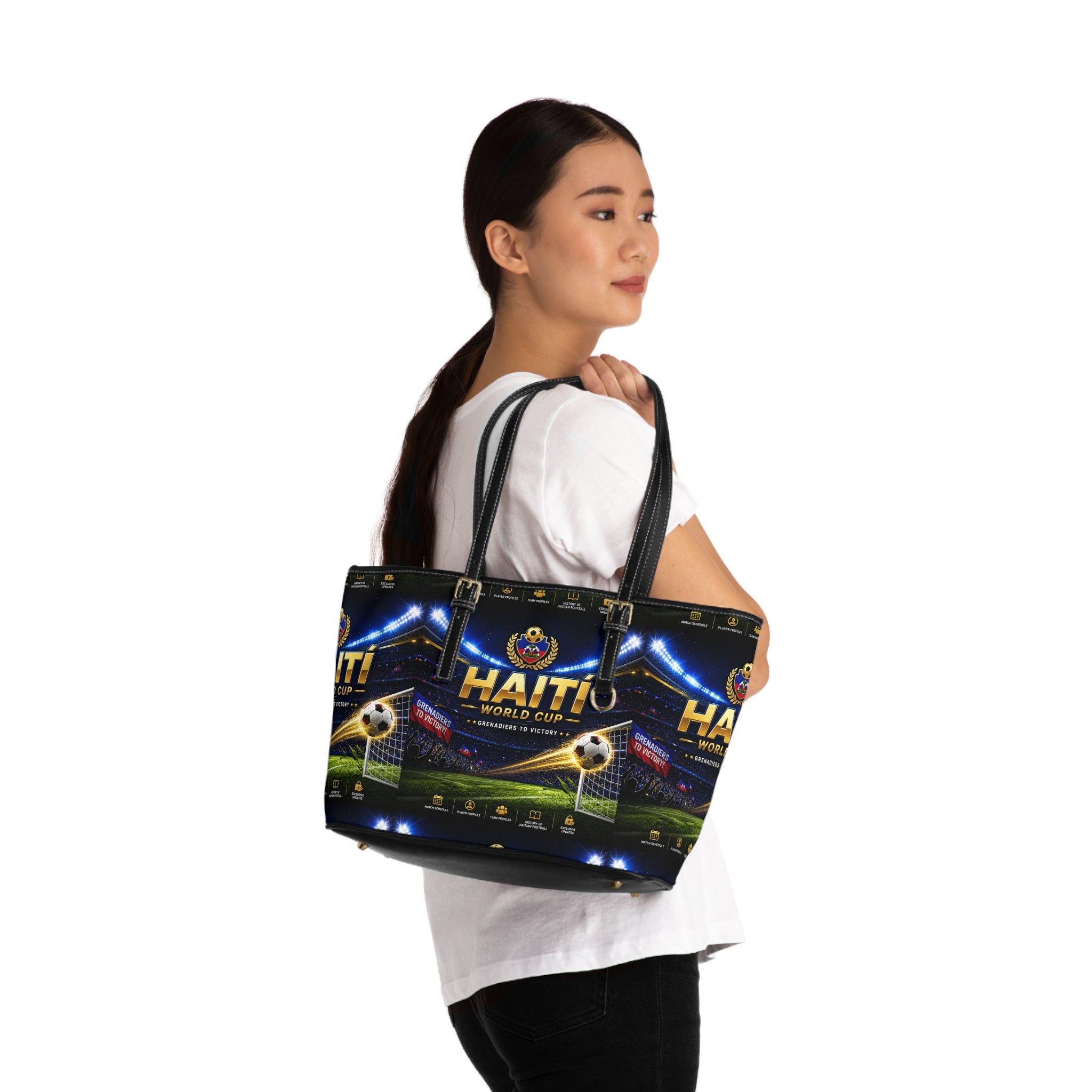 Haiti World Cup PU Leather Shoulder Bag — Soccer Stadium Graphic Tote