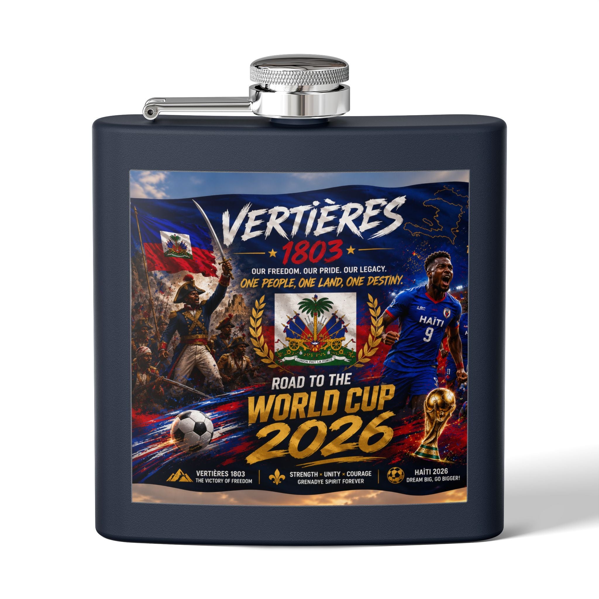 Flask — Haiti Vertières 1803 World Cup 2026 Tribute 6oz Stainless Steel