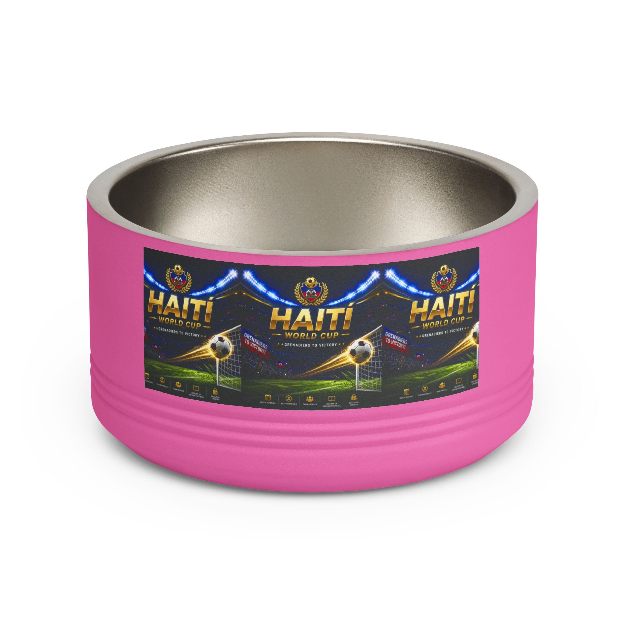 Haiti Football Crest Pet Bowl — 18oz Stainless Dog & Cat Dish