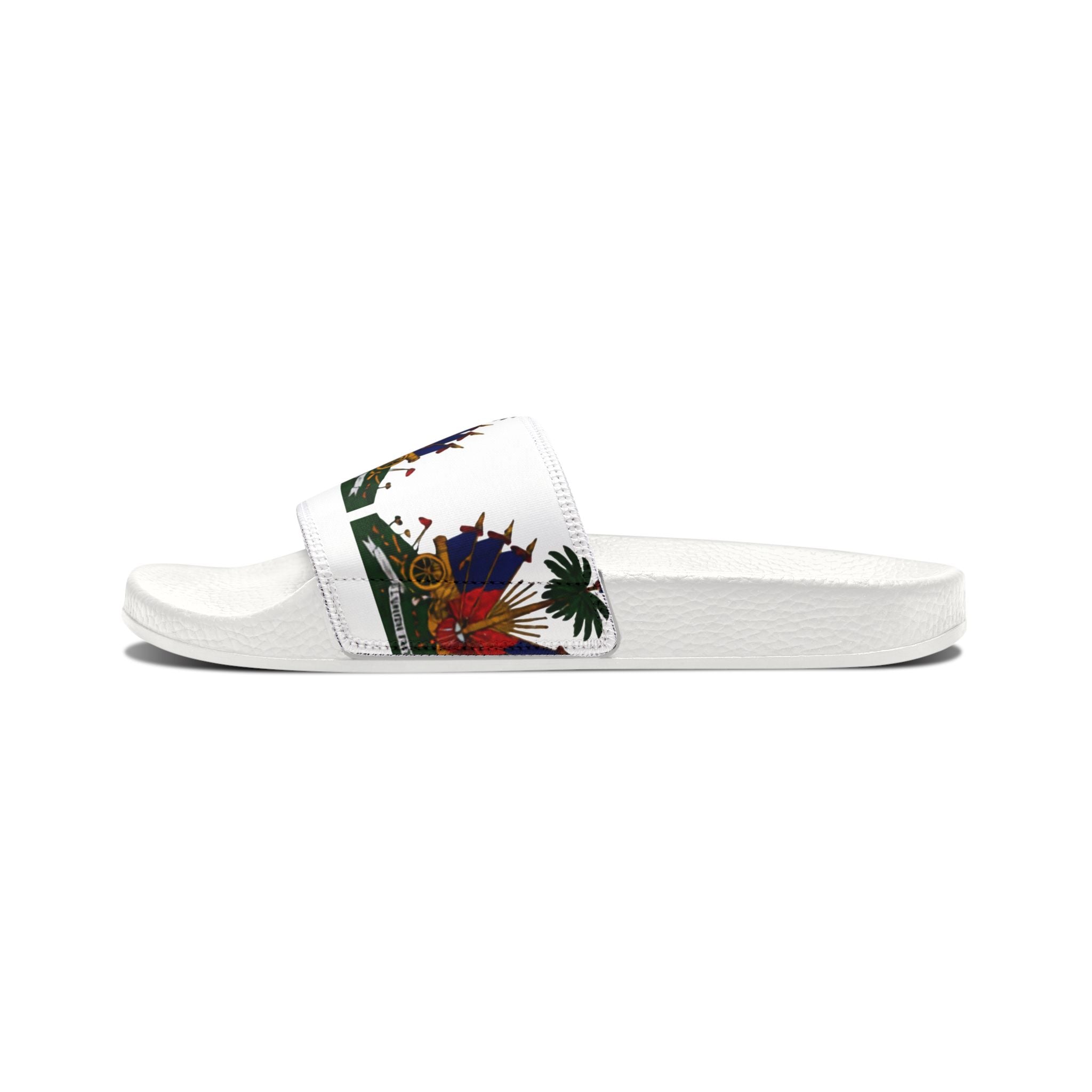 Slide Sandals with Haitian Coat of Arms Design — Men’s Removable‑Strap Slides
