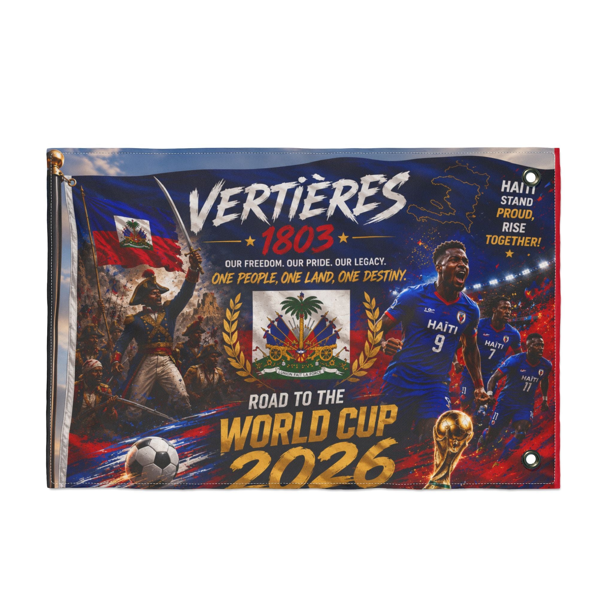 Haiti Vertières 1803 World Cup 2026 Double-Sided Flag — Road to the World Cup Support Banner