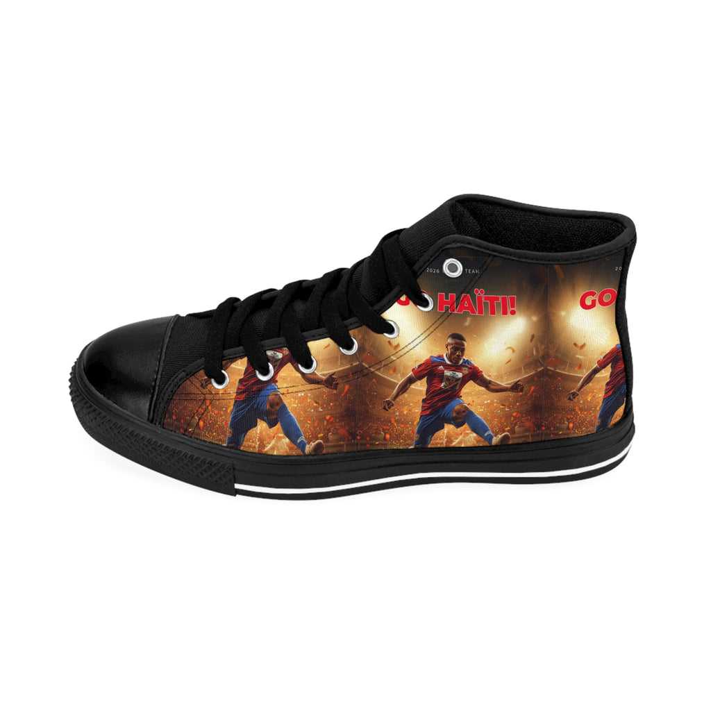 Soccer Player Graphic High-Top Sneakers — 'Go Haiti' Athletic Canvas Shoes