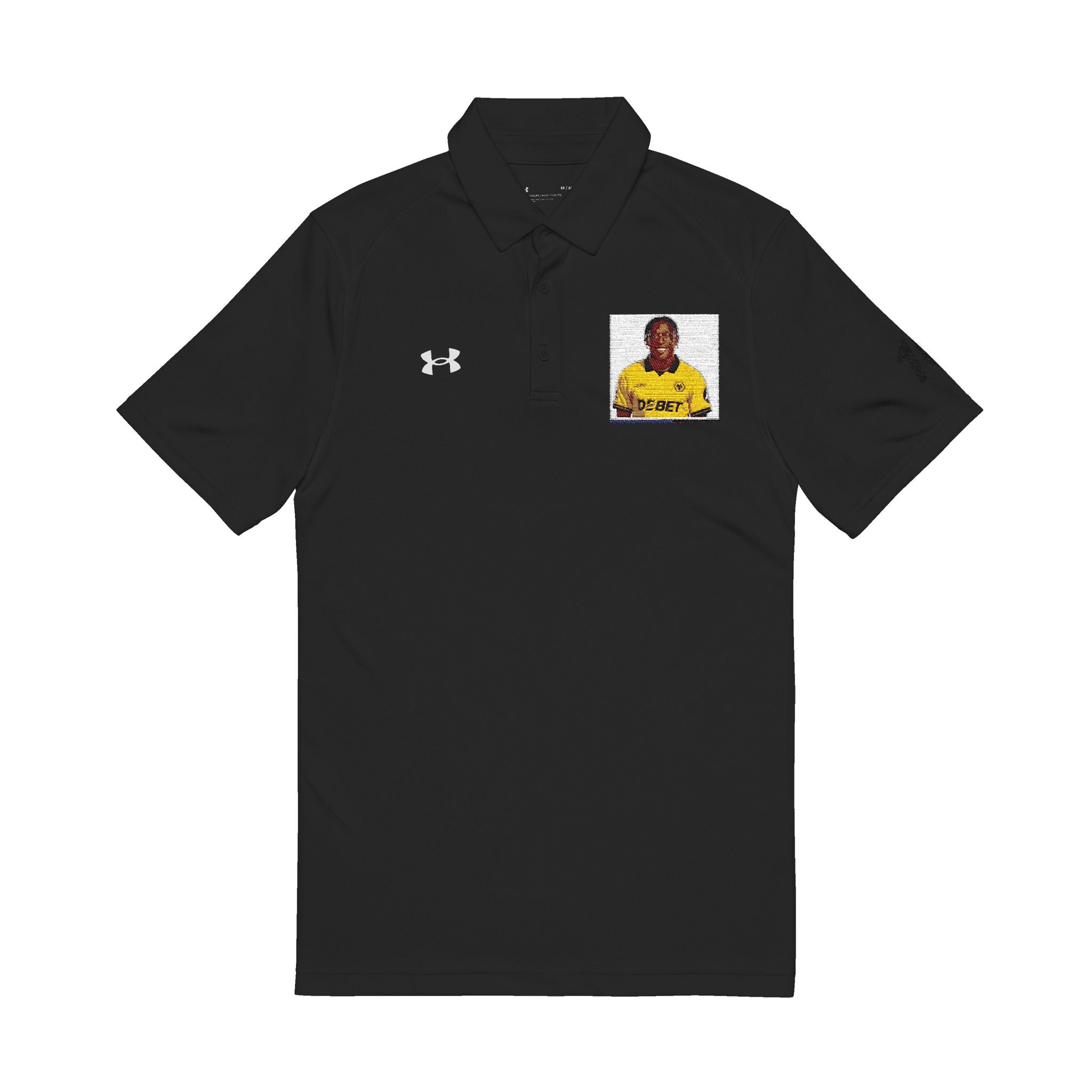 Embroidered Portrait Polo — White Performance Men’s Golf Shirt