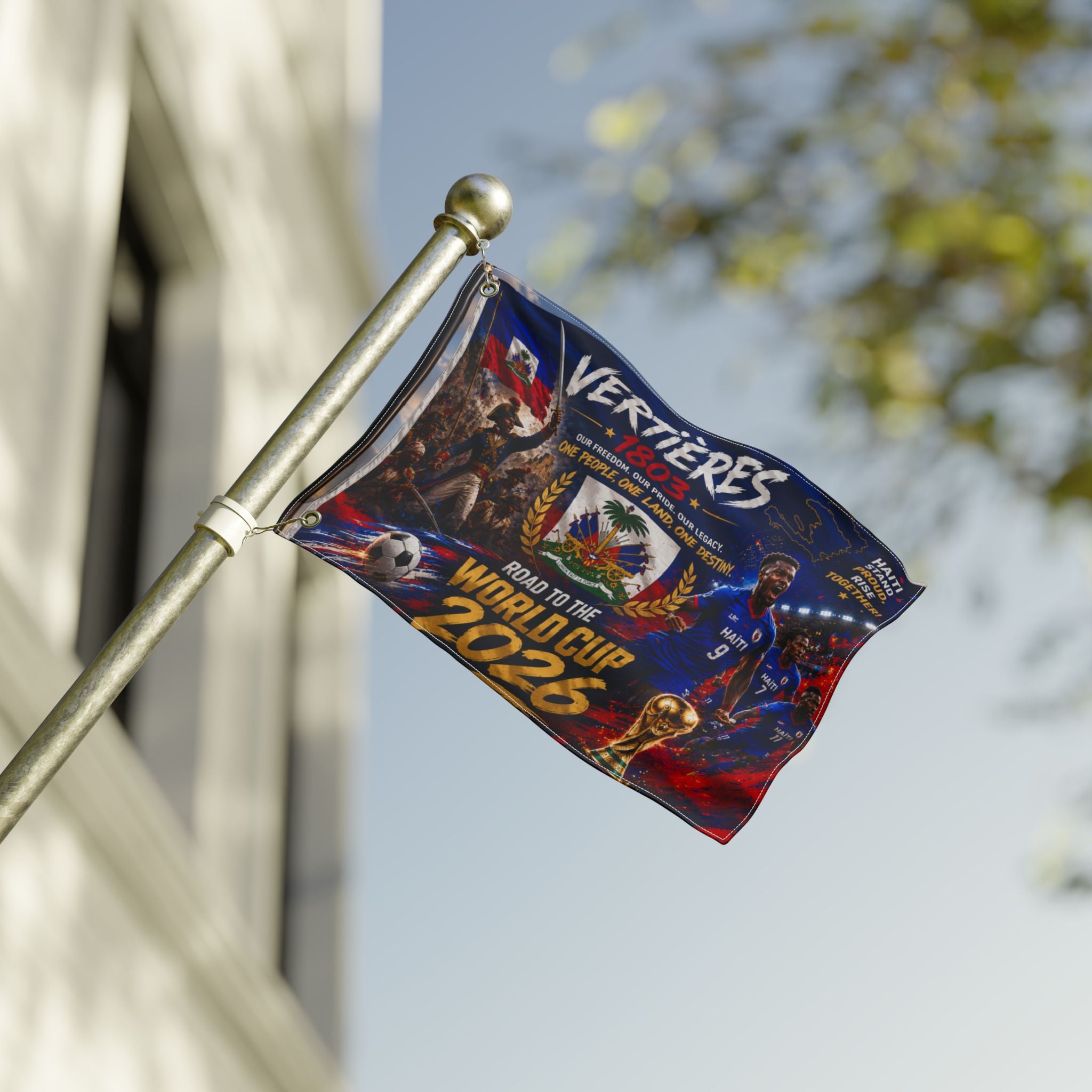 Haiti Vertières 1803 World Cup 2026 Double-Sided Flag — Road to the World Cup Support Banner