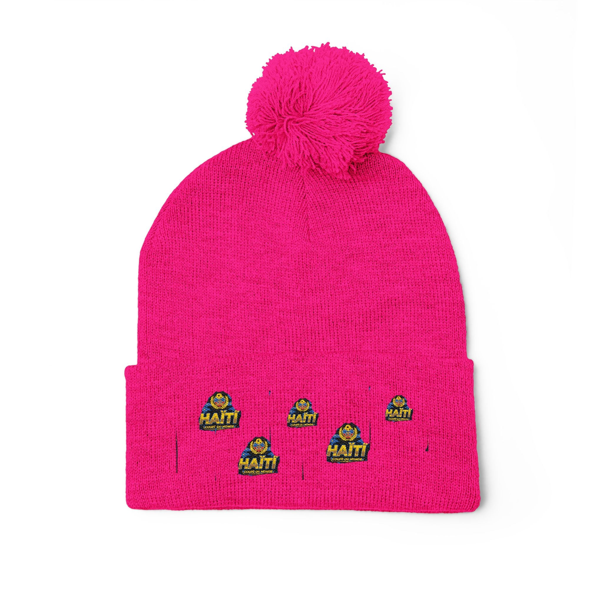 Embroidered Pom-Pom Beanie — Cute Mini Ducklings Knit Hat