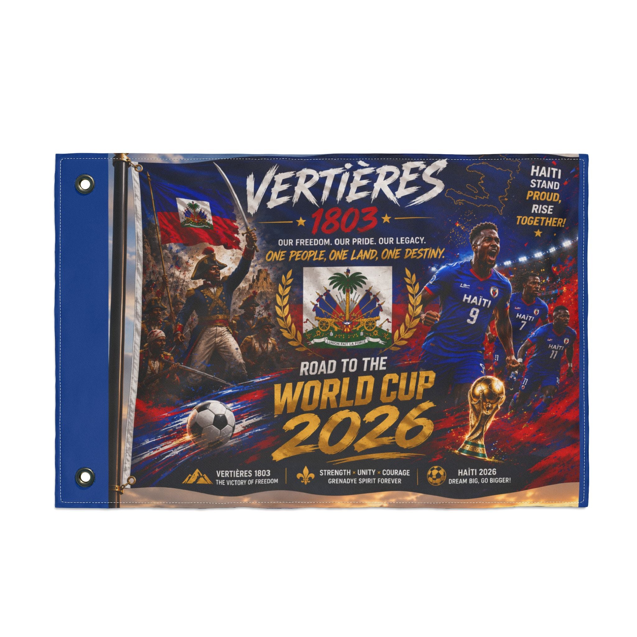Haiti World Cup 2026 Double-Sided Flag – Vertières 1803 Soccer Tribute