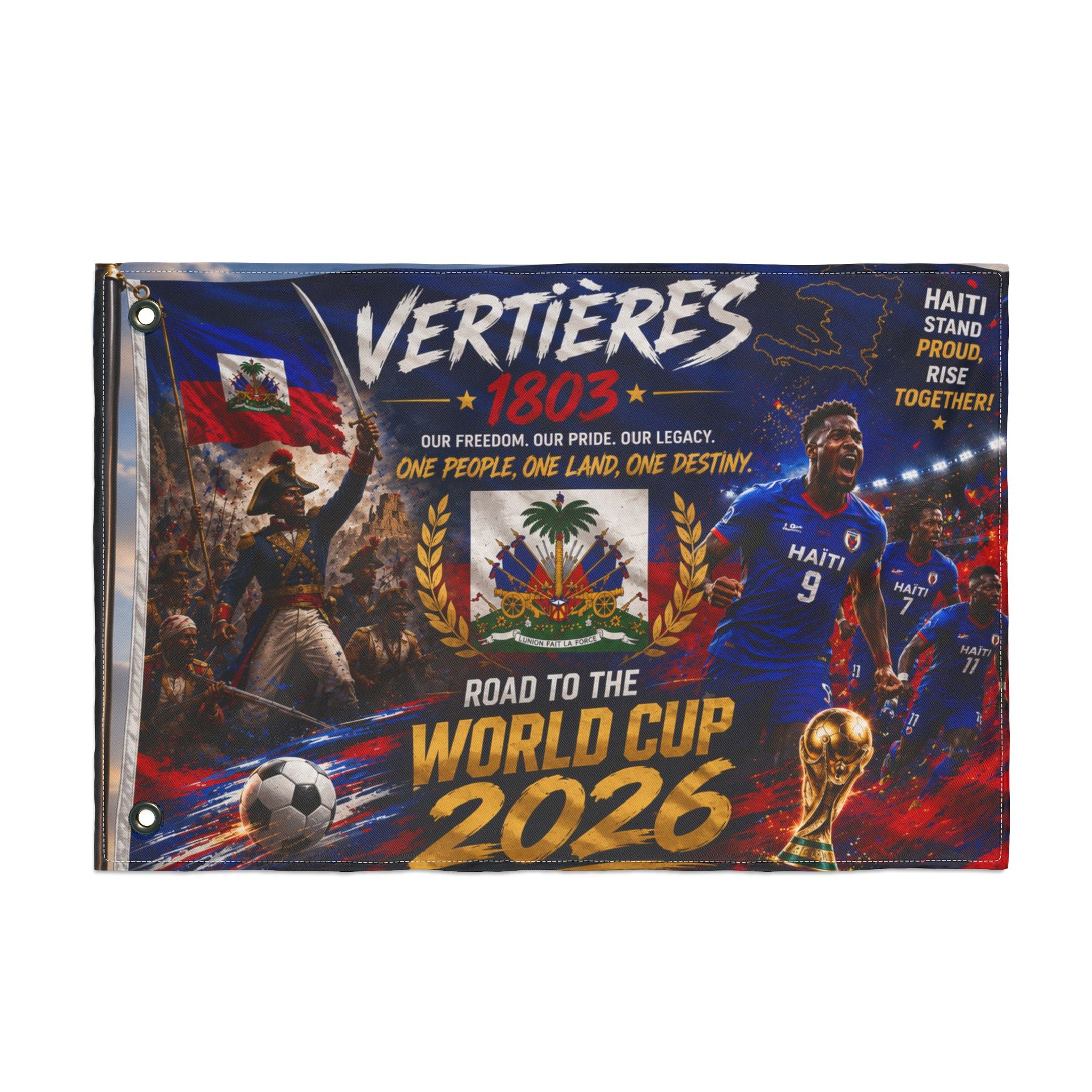 Haiti Vertières 1803 World Cup 2026 Double-Sided Flag — Road to the World Cup Support Banner