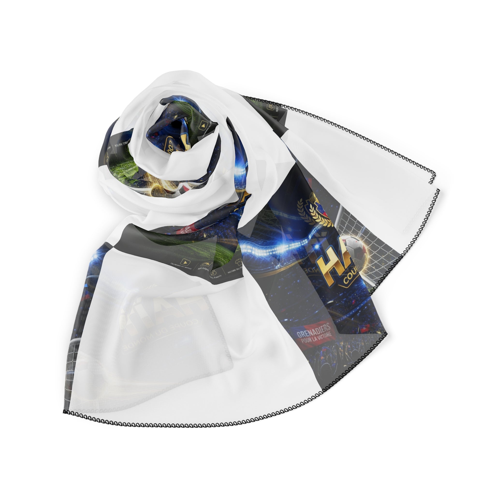 Haiti Soccer Scarf - Lightweight Poly Fashion Scarf
