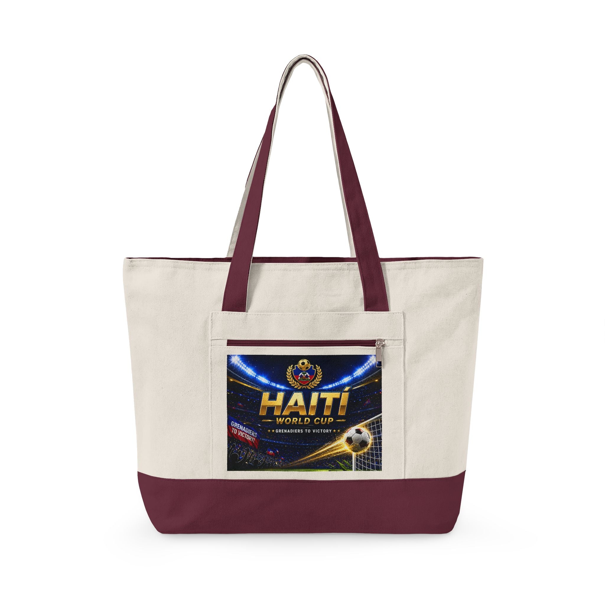 Haiti Football World Cup Canvas Tote Bag — Zippered Beach & Travel Tote
