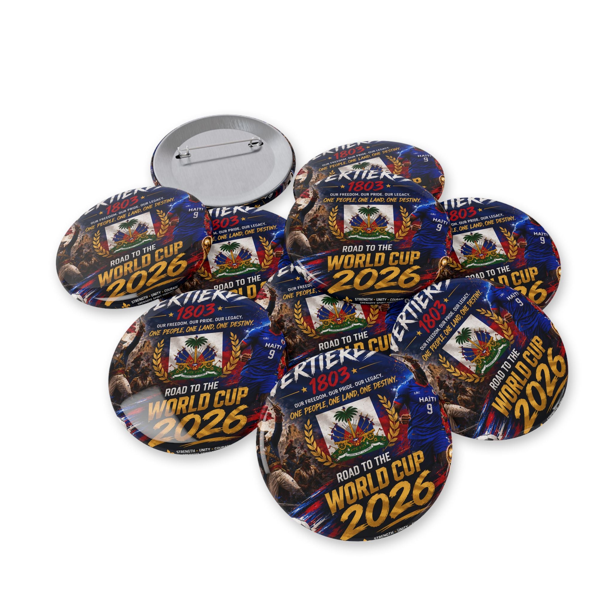 Haiti World Cup 2022 Round Pin – 'Road to the World Cup' Flag Button