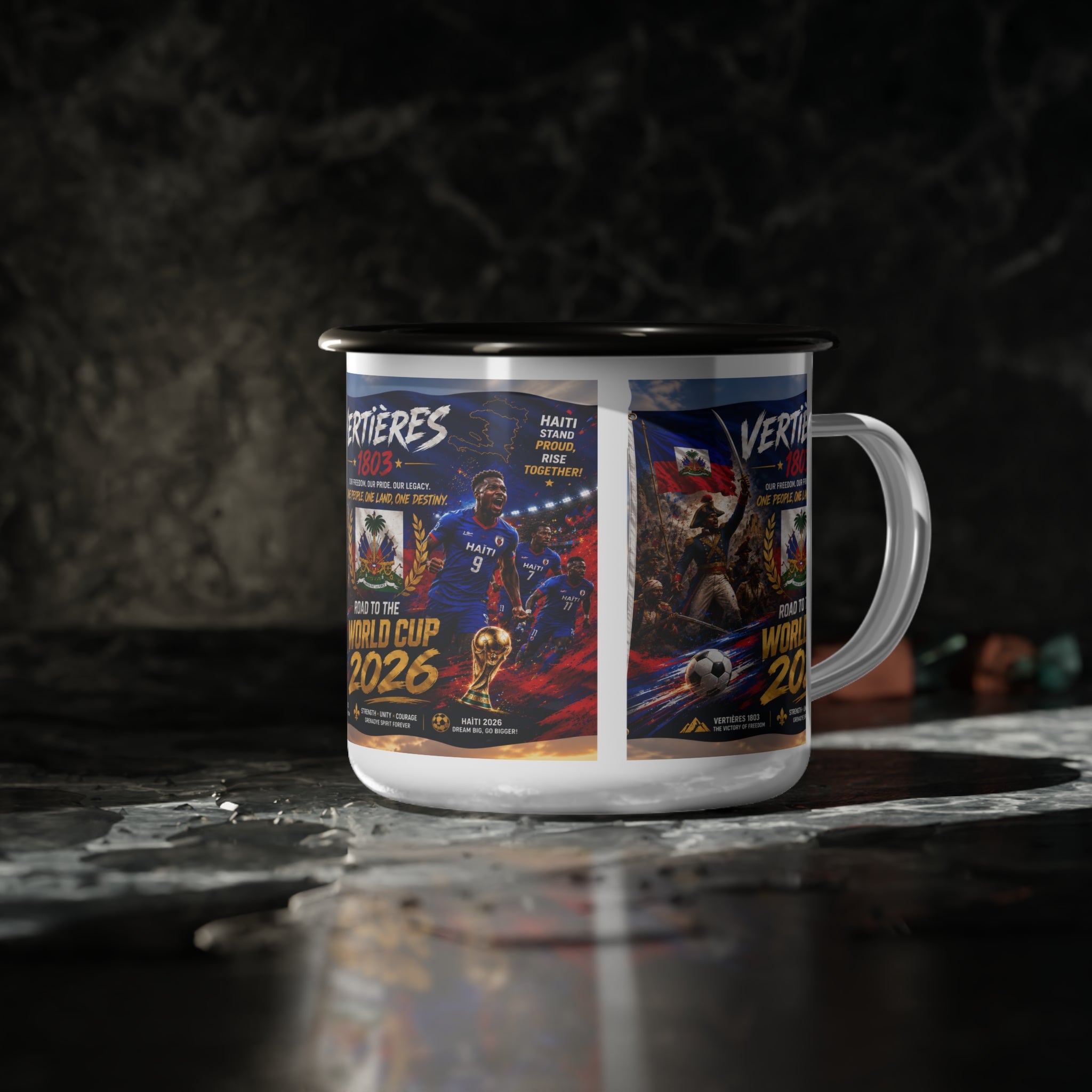 Enamel Camp Cup — Haiti 'Vertières 1803' World Cup 2026 Commemorative Mug
