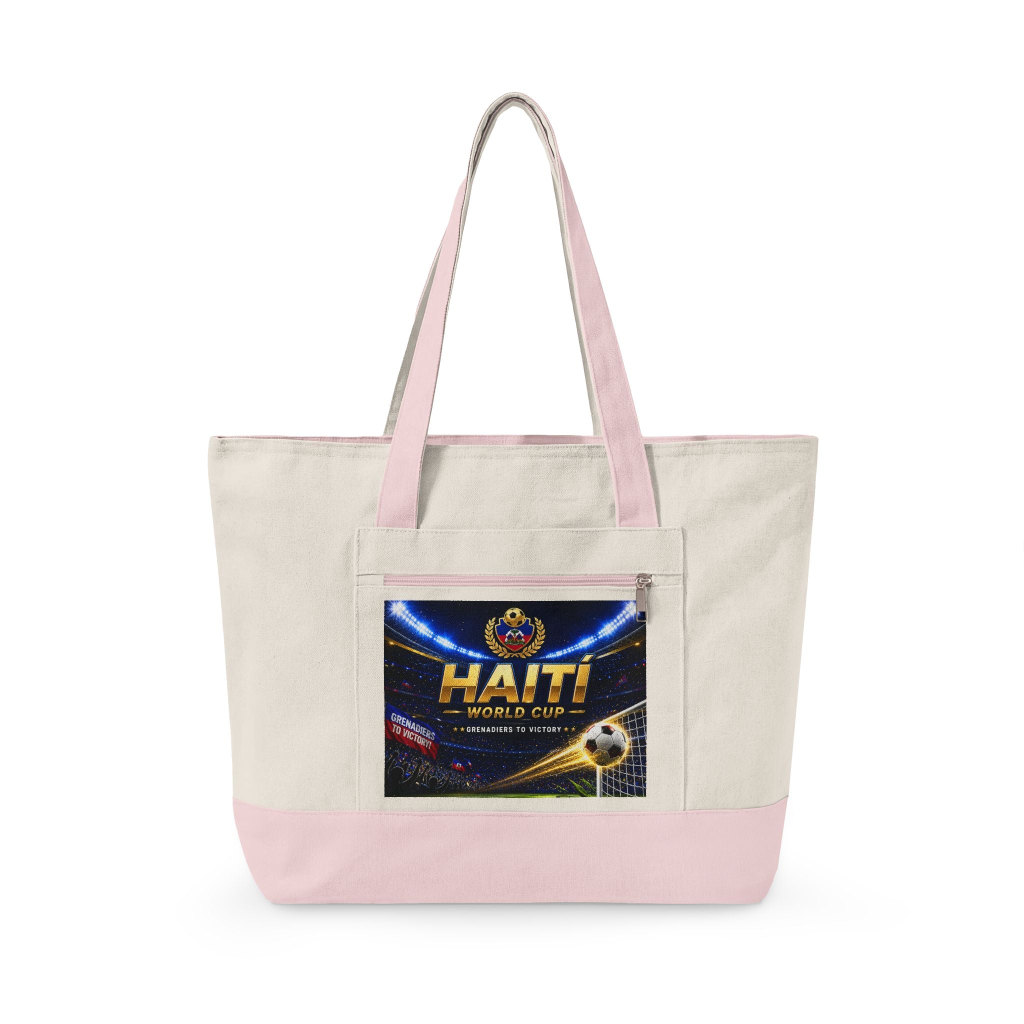 Haiti Football World Cup Canvas Tote Bag — Zippered Beach & Travel Tote