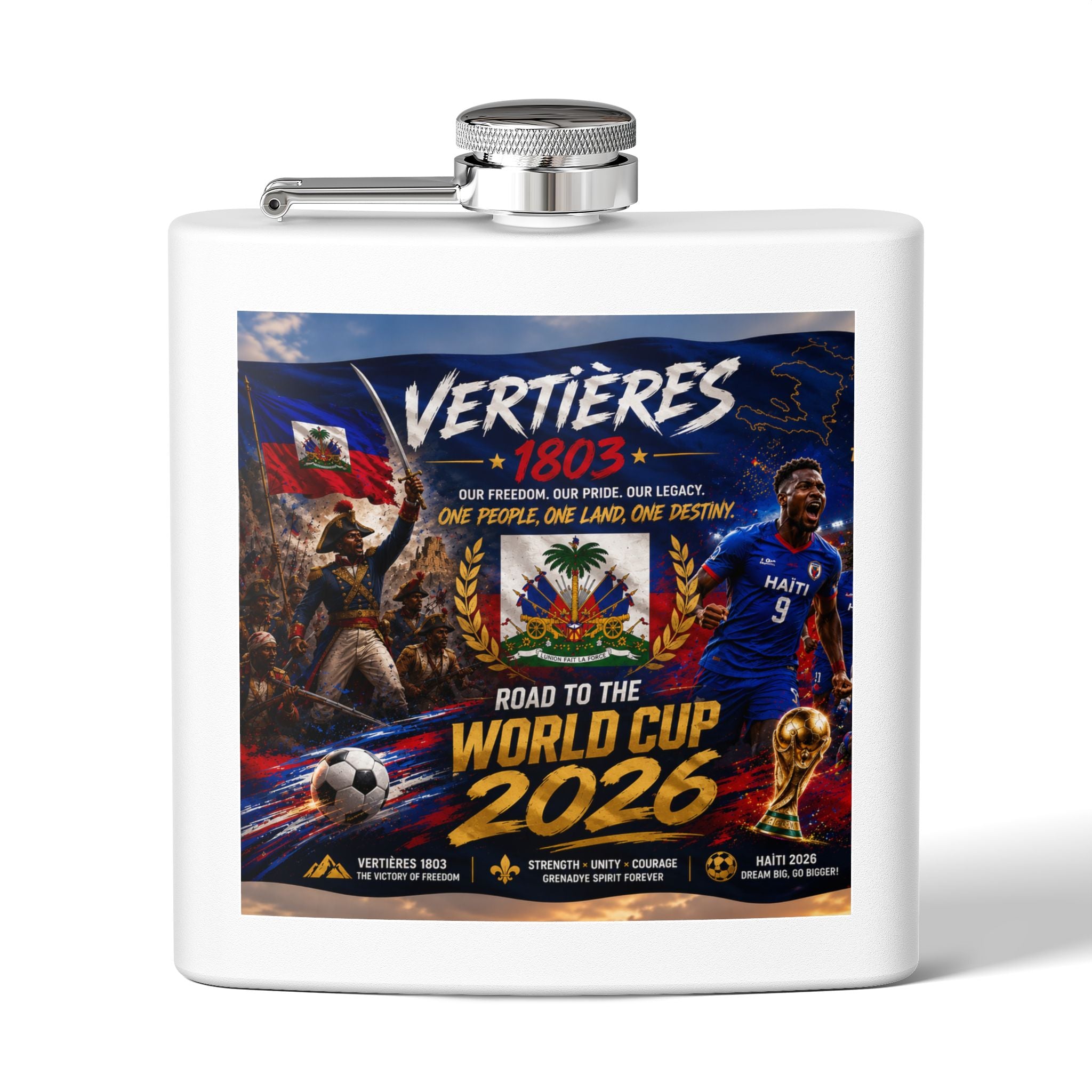 Flask — Haiti Vertières 1803 World Cup 2026 Tribute 6oz Stainless Steel