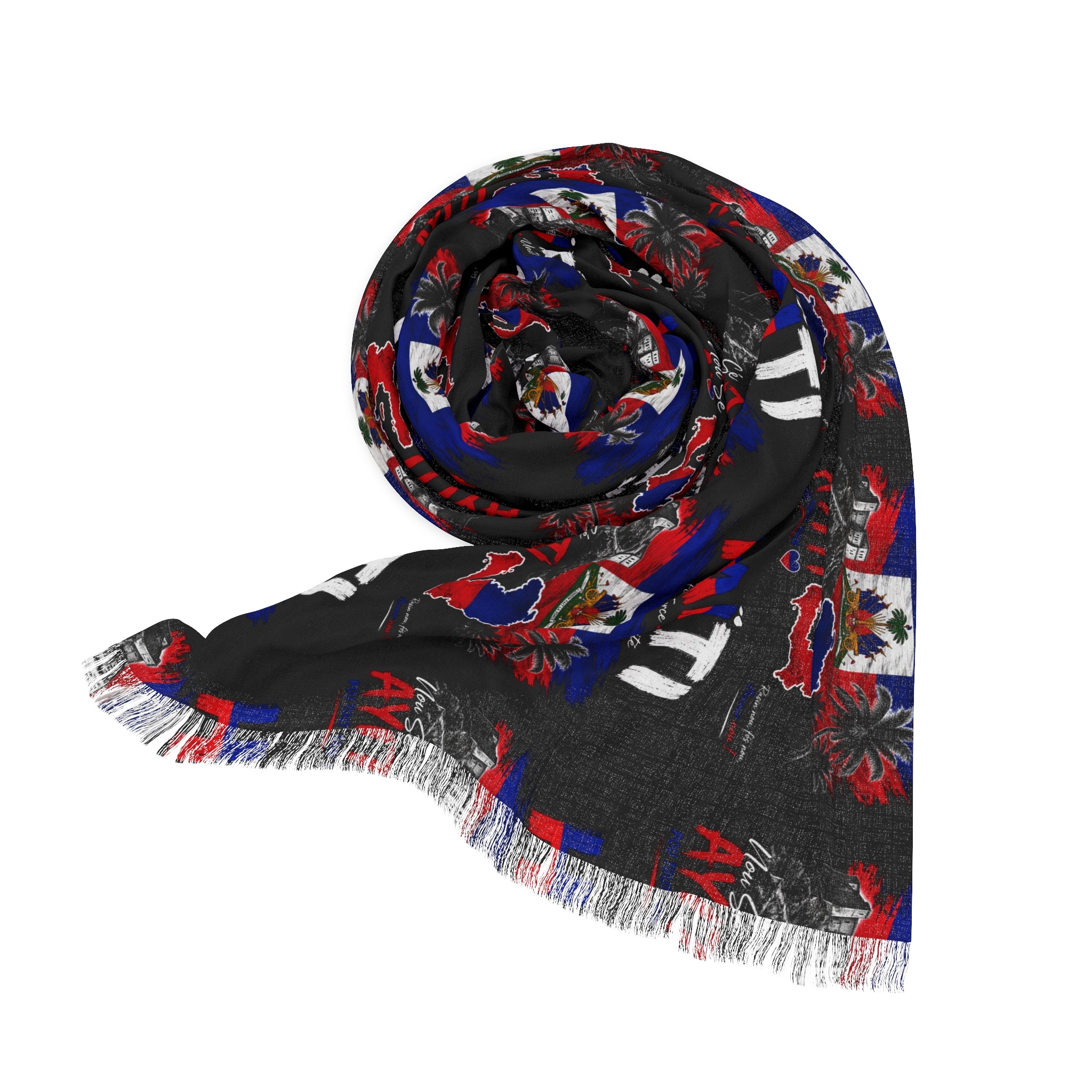 Haiti Pride Light Scarf — Red, Blue & Black Woven Tribute Scarf