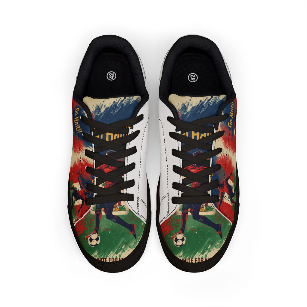 Soccer Retro Graphic Leather Sneakers — "Go Hail!" Low-Top Men's Shoes