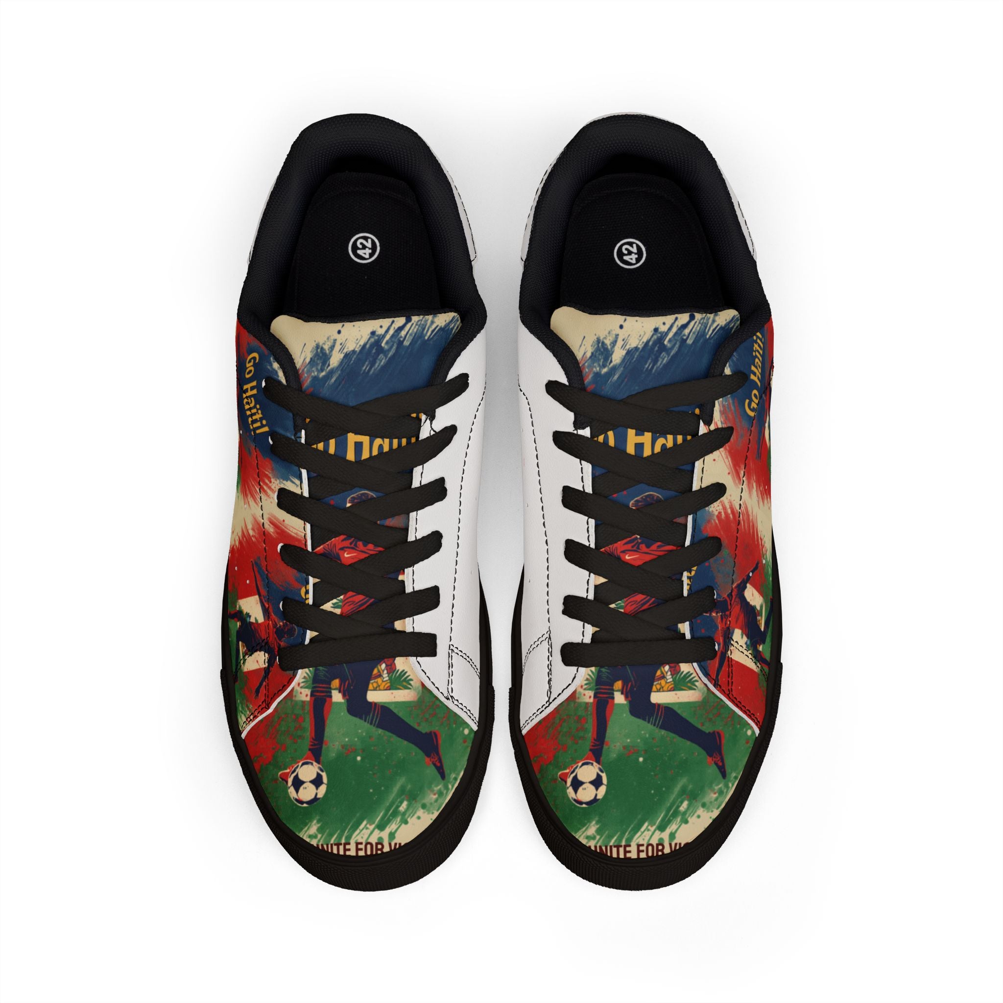 Soccer Retro Graphic Leather Sneakers — "Go Hail!" Low-Top Men's Shoes