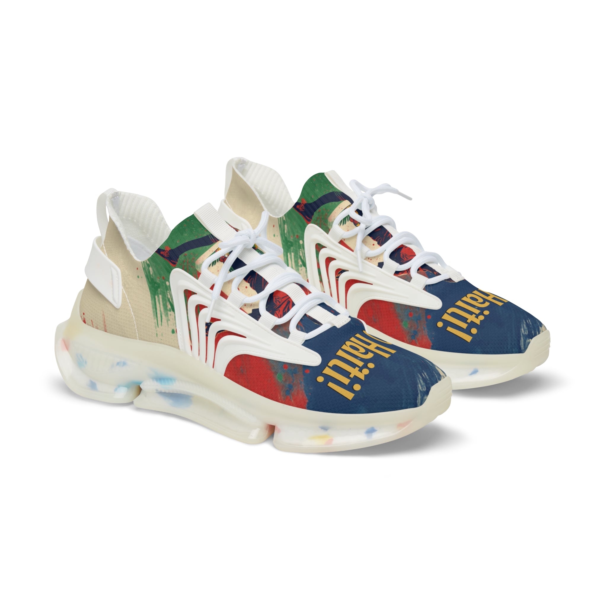 Mesh Sneakers — 'Go Haiti!' Athletic Shoes with Flag-Inspired Design