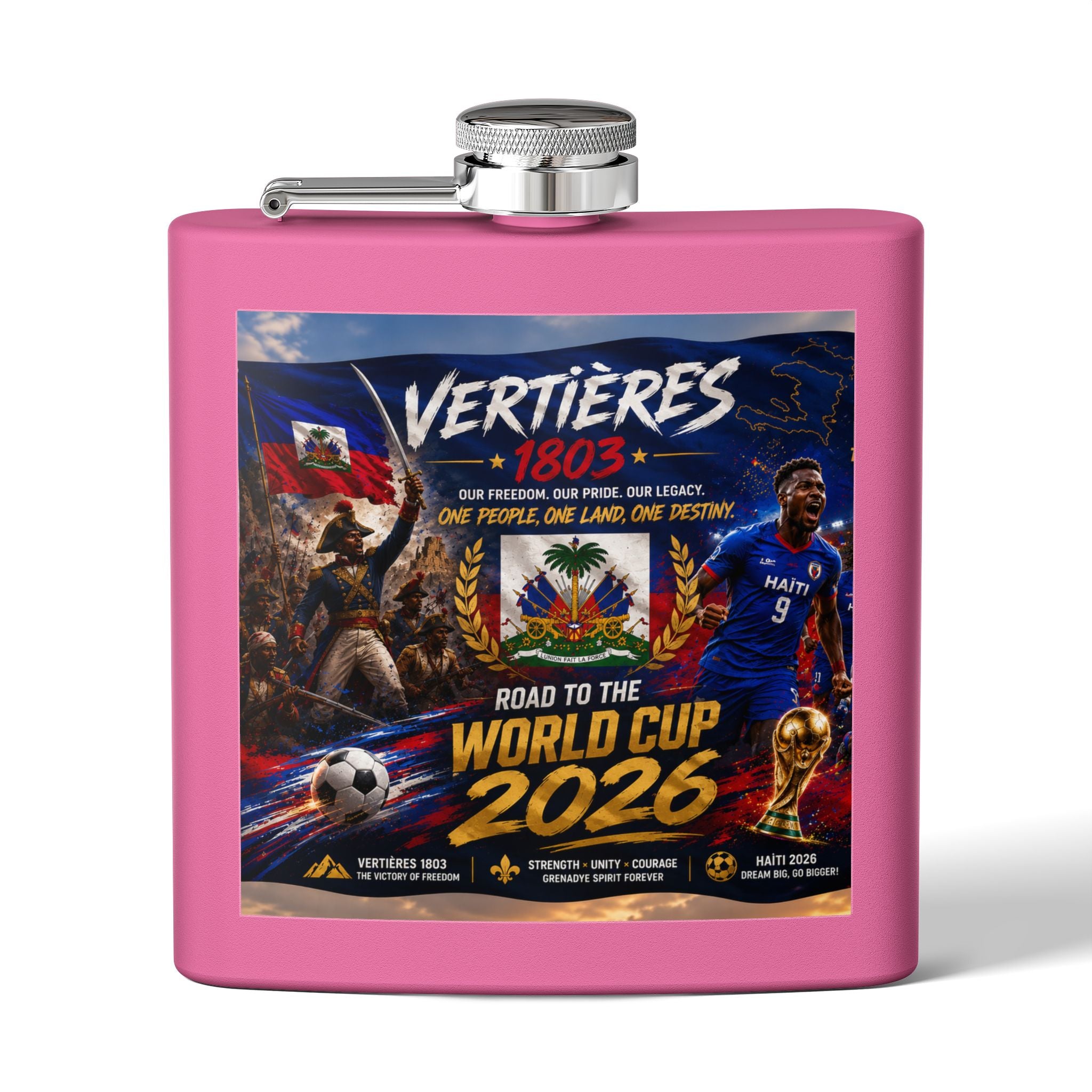 Flask — Haiti Vertières 1803 World Cup 2026 Tribute 6oz Stainless Steel