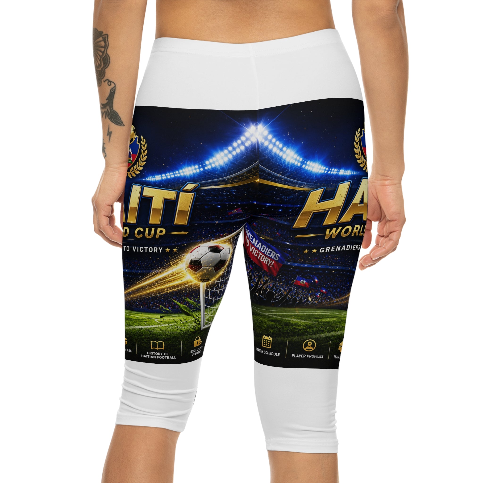 Soccer Stadium Capri Leggings — World Cup Victory Graphic