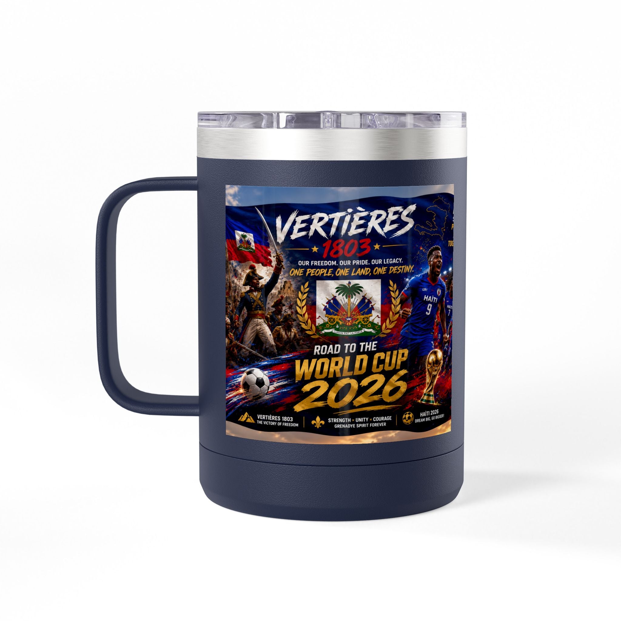 World Cup 2026 Haiti Soccer Tumbler – Vertières 1803 Team Travel Mug (15oz)