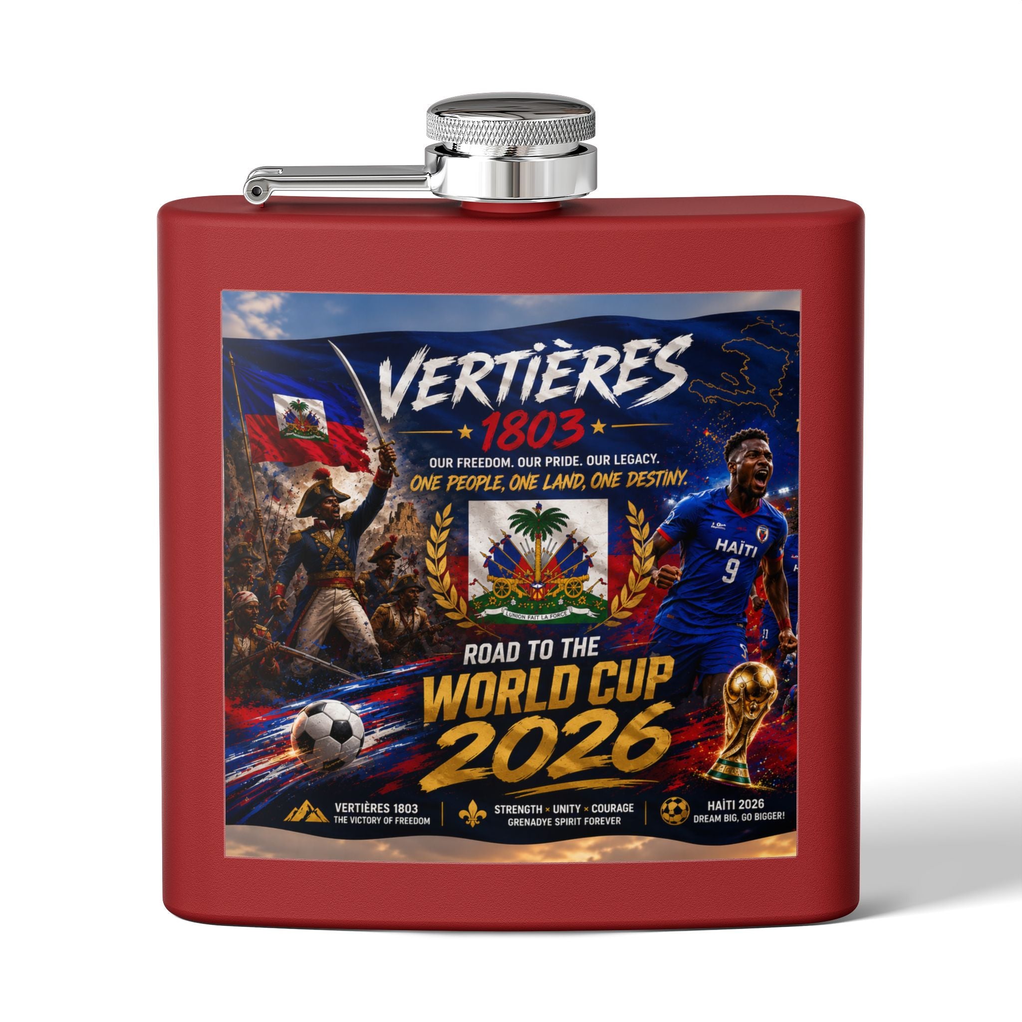 Flask — Haiti Vertières 1803 World Cup 2026 Tribute 6oz Stainless Steel