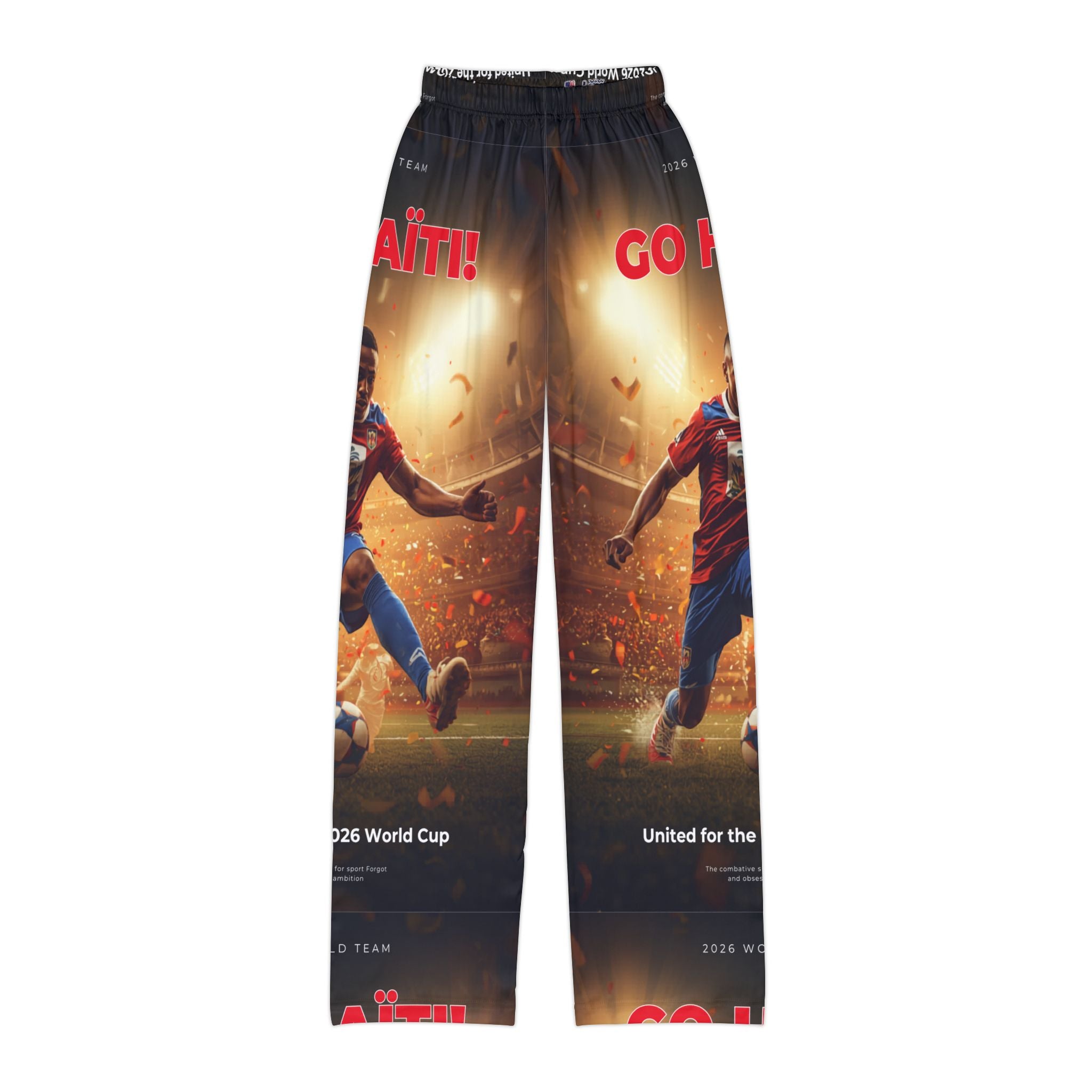 Kids Soccer Lounge Pants — 'Go Haiti!' All-Over-Print World Cup Design