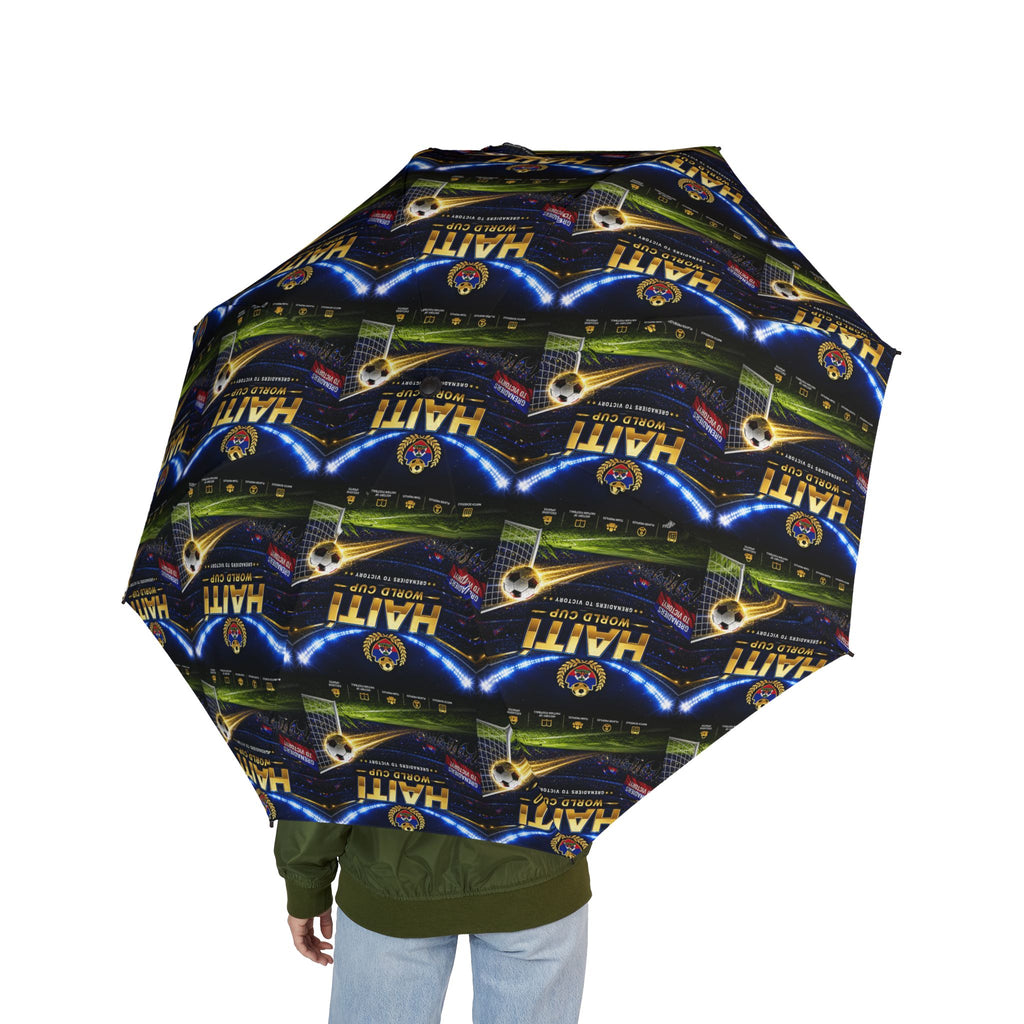 Compact Foldable Umbrella — Neon Hawaii Surf Pattern (Semi‑Automatic)