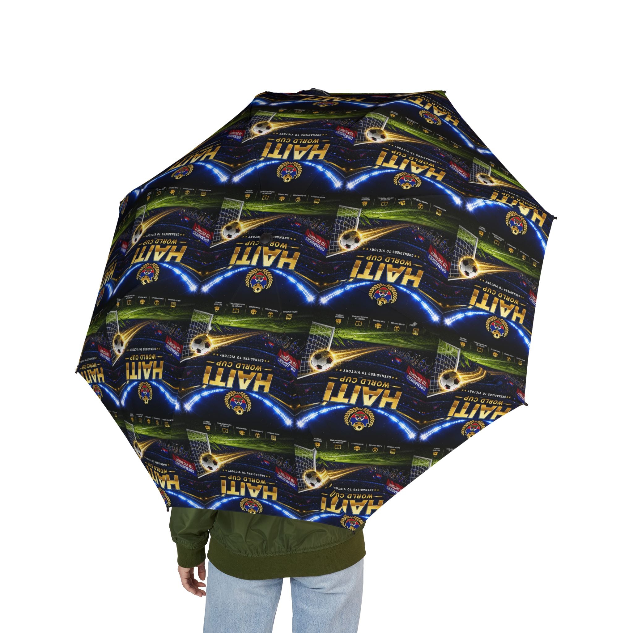 Compact Foldable Umbrella — Neon Hawaii Surf Pattern (Semi‑Automatic)