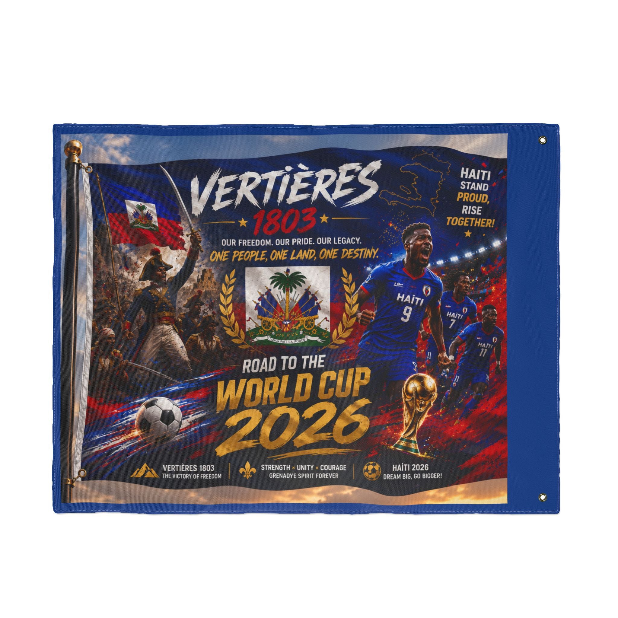 Haiti World Cup 2026 Double-Sided Flag – Vertières 1803 Soccer Tribute