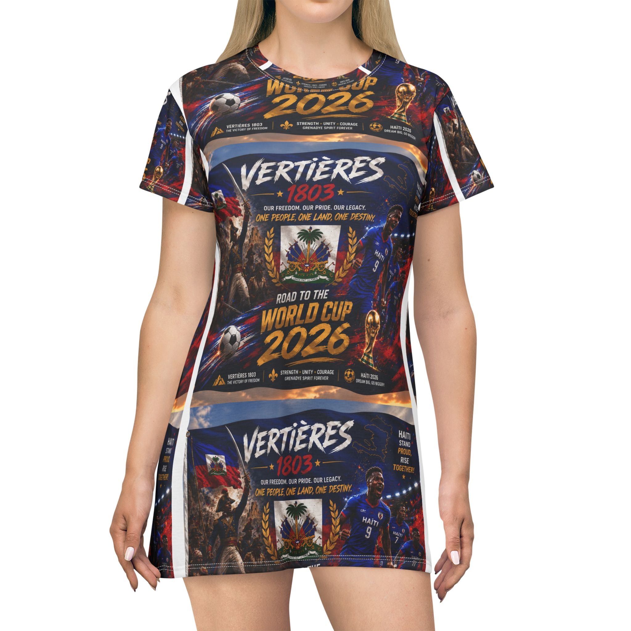 World Cup 2026 Soccer T-Shirt Dress — Vertières Tribute Design