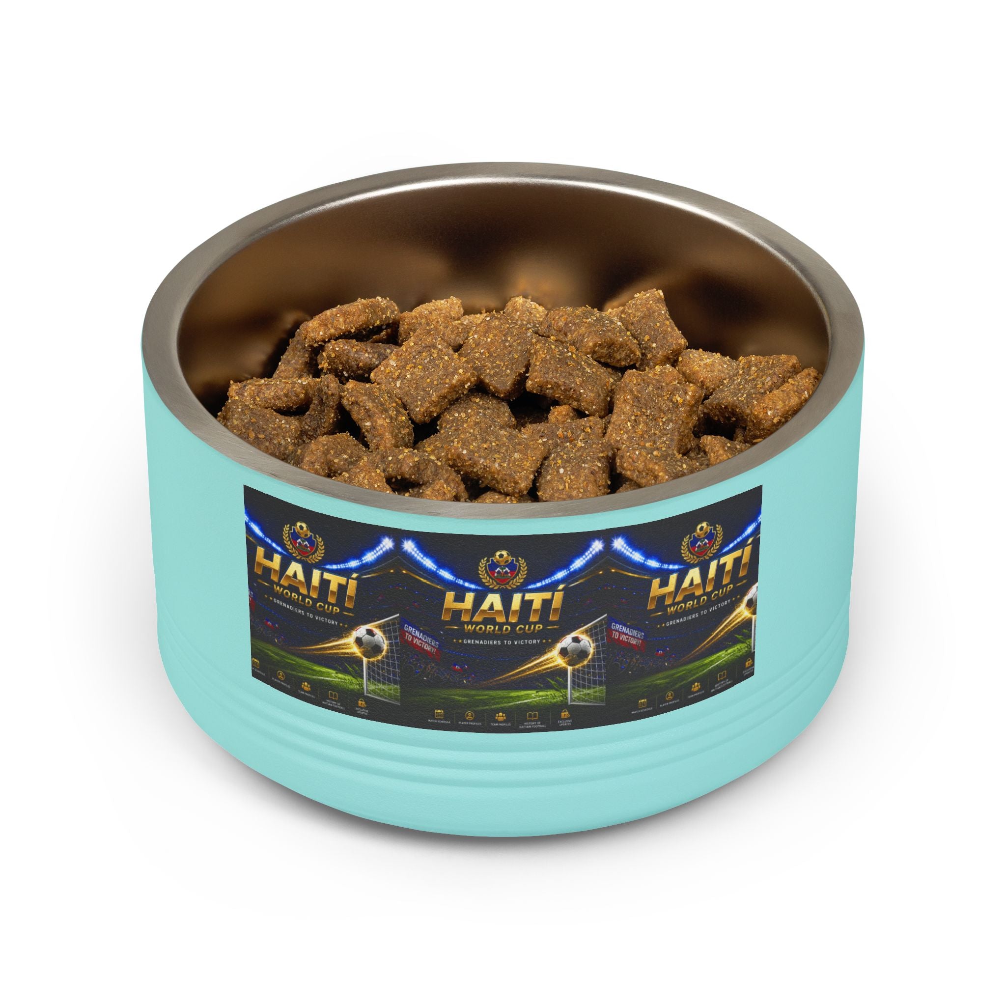 Haiti Football Crest Pet Bowl — 18oz Stainless Dog & Cat Dish