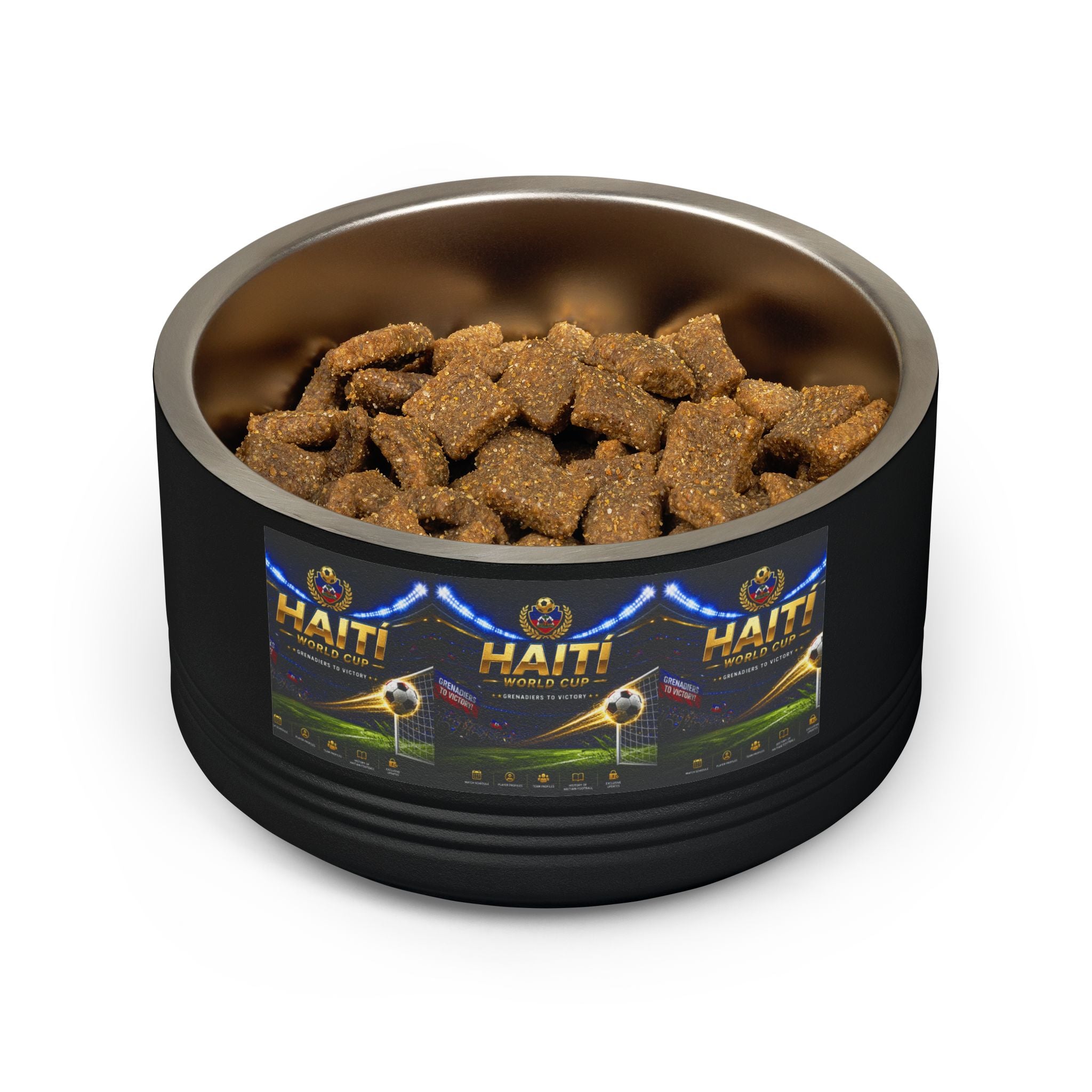 Haiti Football Crest Pet Bowl — 18oz Stainless Dog & Cat Dish