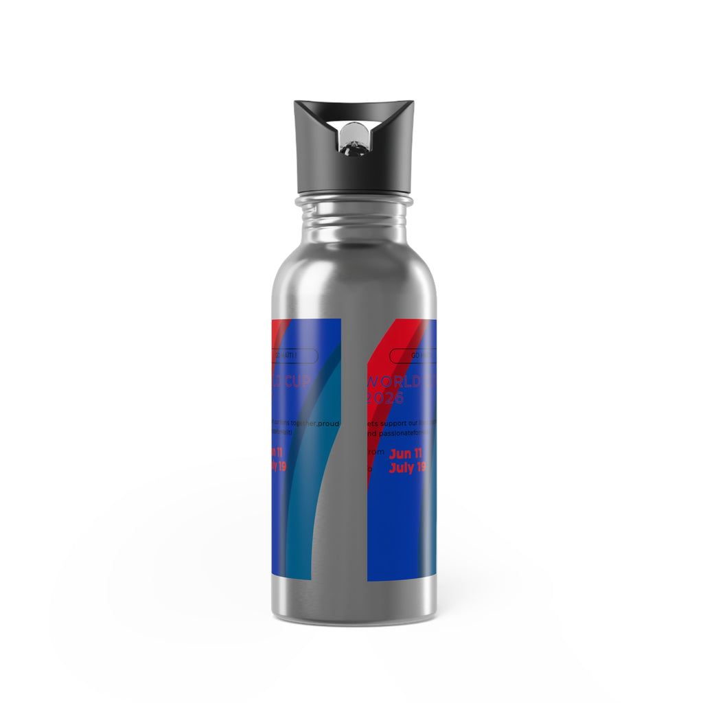 Sporty Stainless Steel Water Bottle — 20oz Straw Bottle with Red & Blue Racing Stripe Design