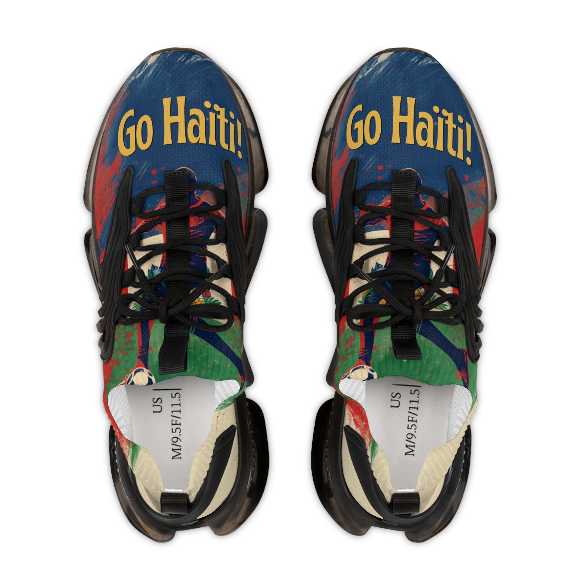 Mesh Sneakers — 'Go Haiti!' Athletic Shoes with Flag-Inspired Design