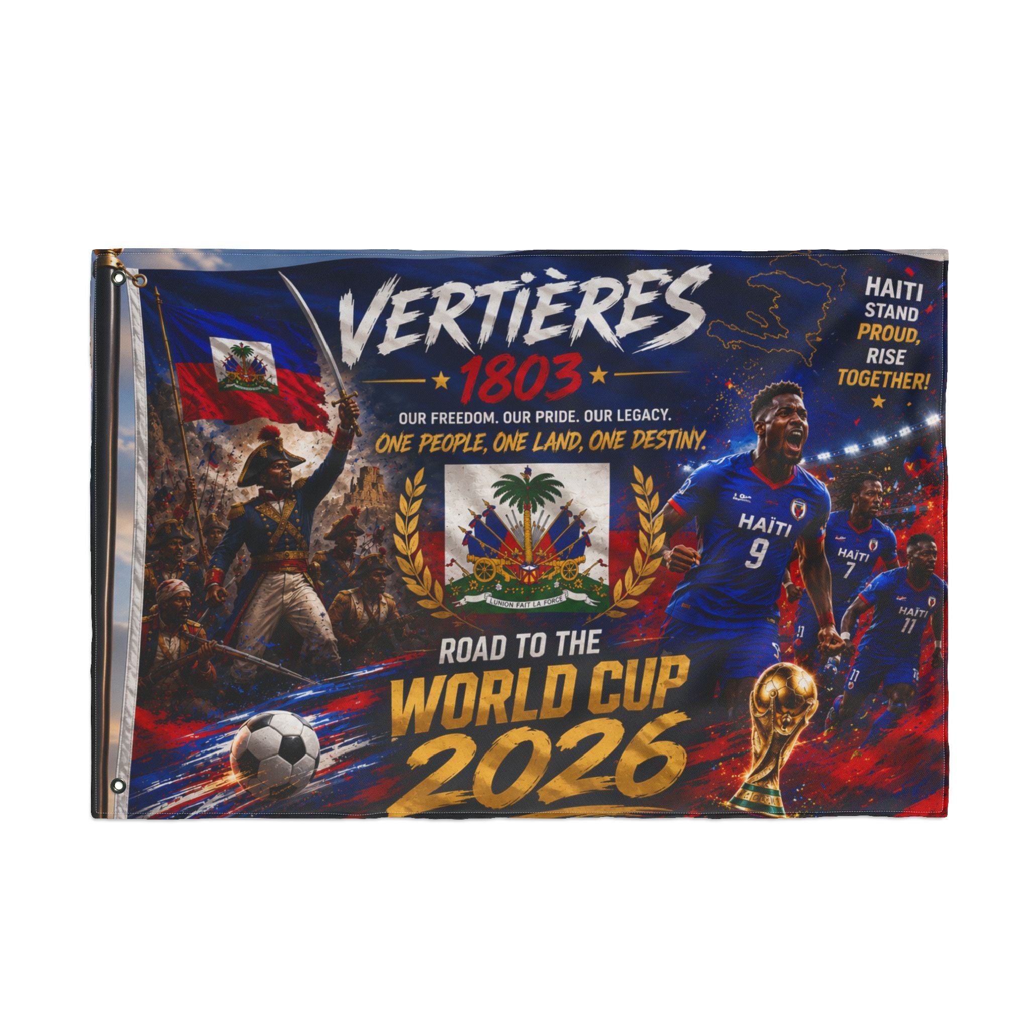 Haiti Vertières 1803 World Cup 2026 Double-Sided Flag — Road to the World Cup Support Banner