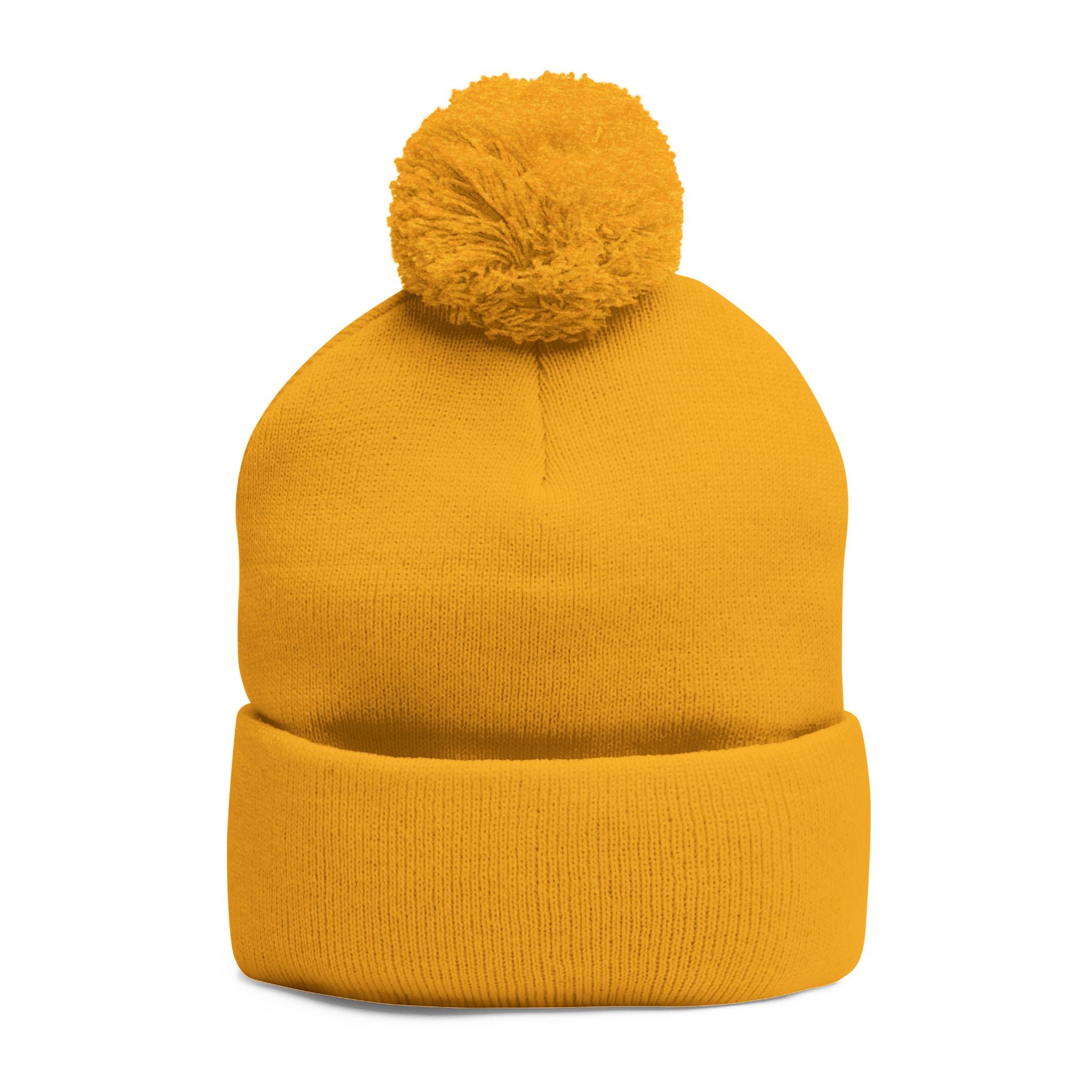 Embroidered Pom-Pom Beanie — Cute Mini Ducklings Knit Hat