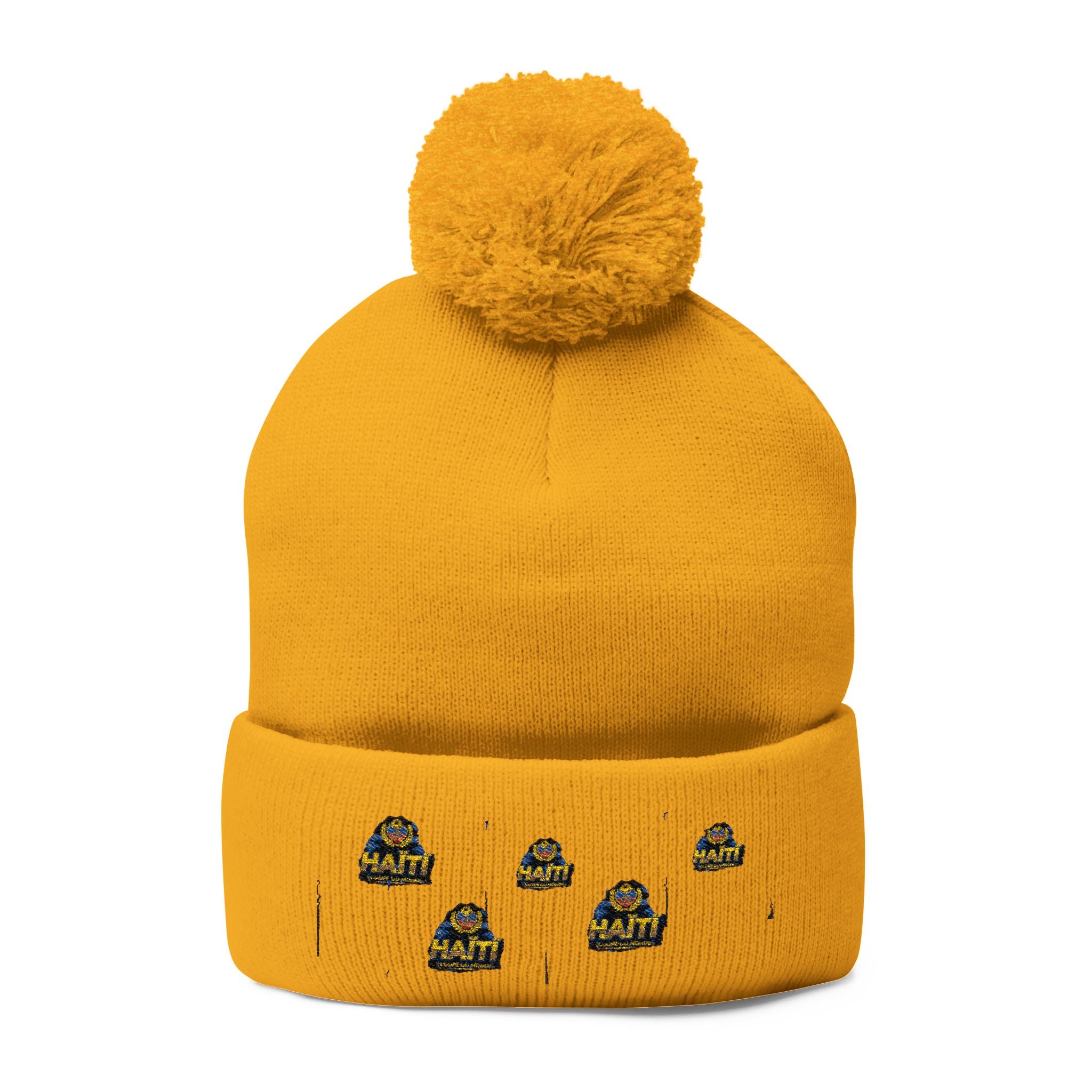 Embroidered Pom-Pom Beanie — Cute Mini Ducklings Knit Hat