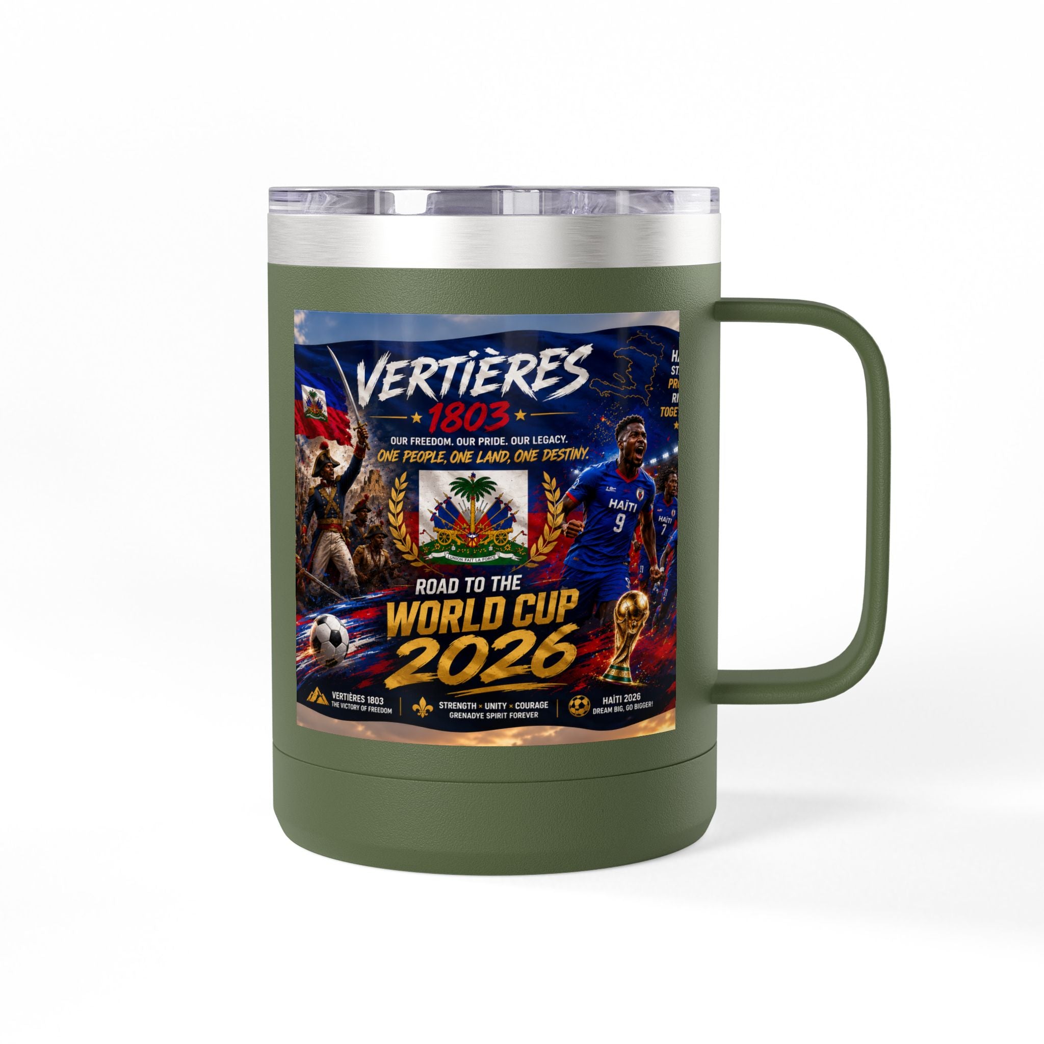 World Cup 2026 Haiti Soccer Tumbler – Vertières 1803 Team Travel Mug (15oz)