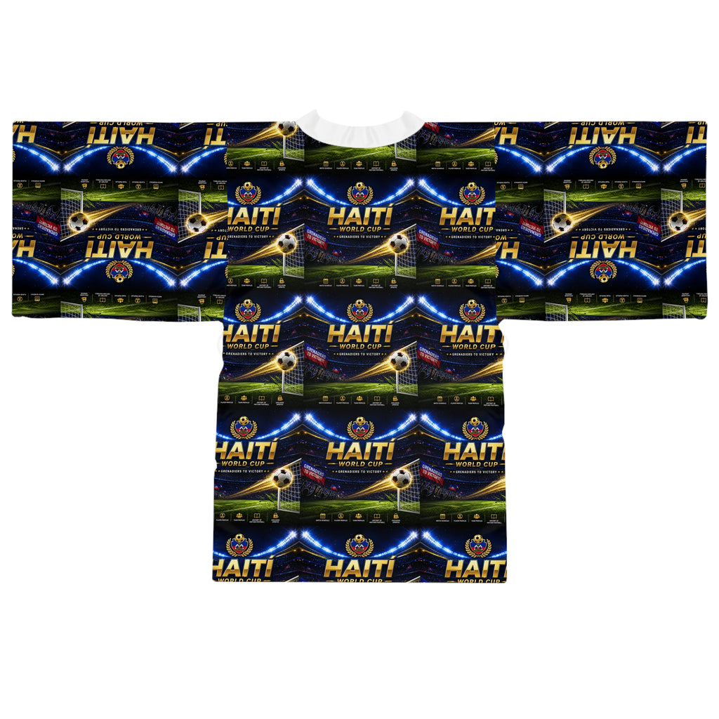 Haiti Flag Pattern Kimono Robe — All-Over Print Long Sleeve