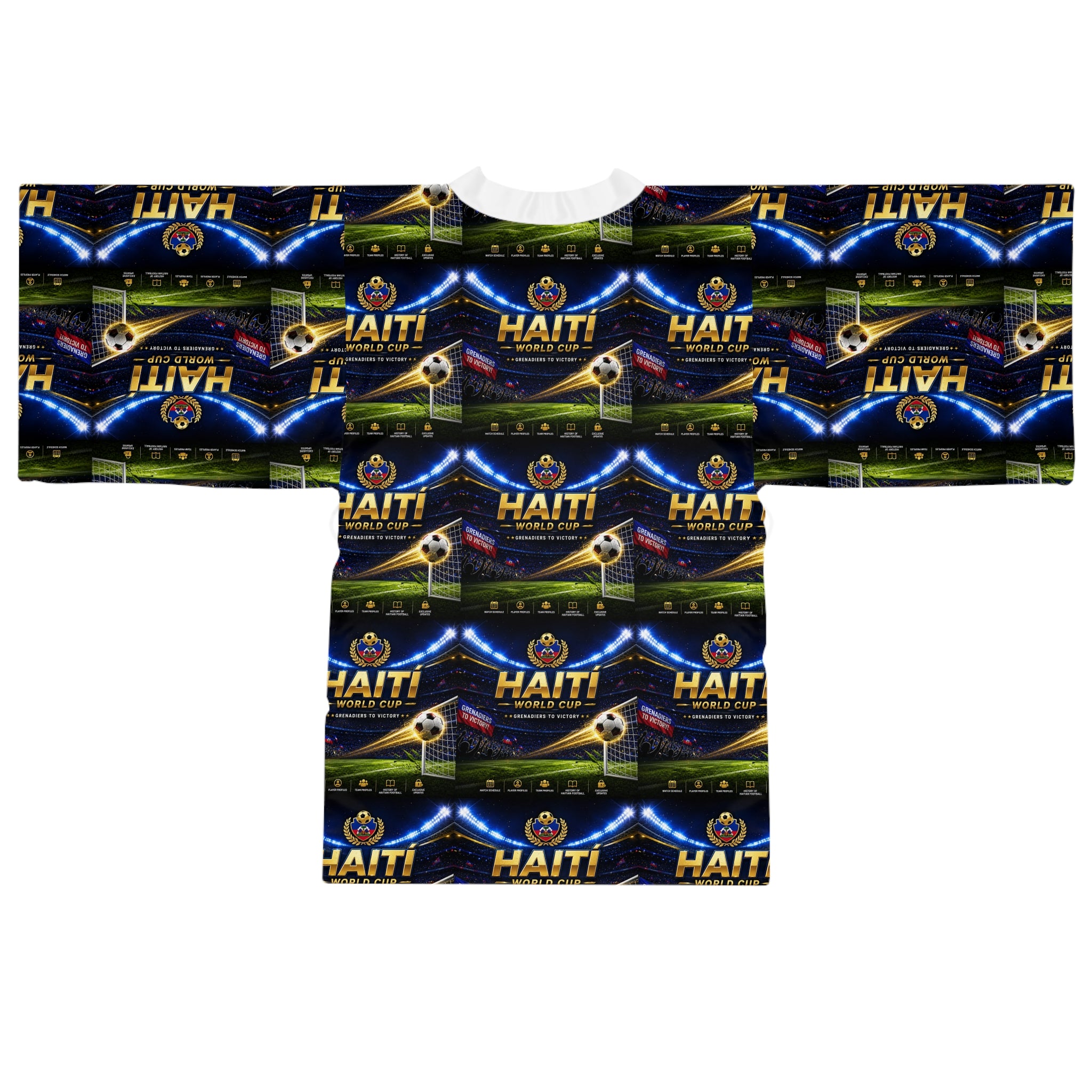 Haiti Flag Pattern Kimono Robe — All-Over Print Long Sleeve