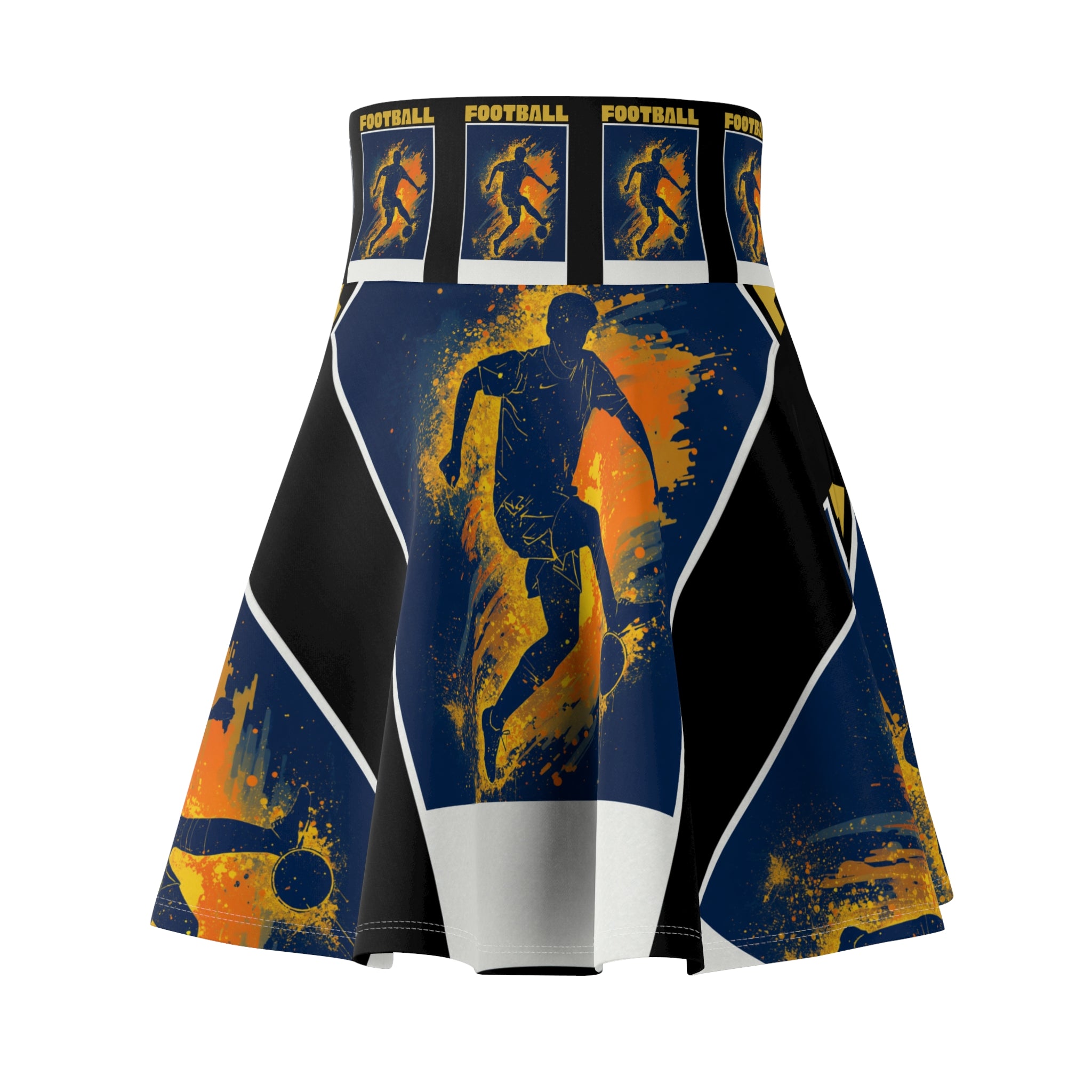 Football Player Splash Skater Skirt — Women's Soccer Graphic Flare Skirt