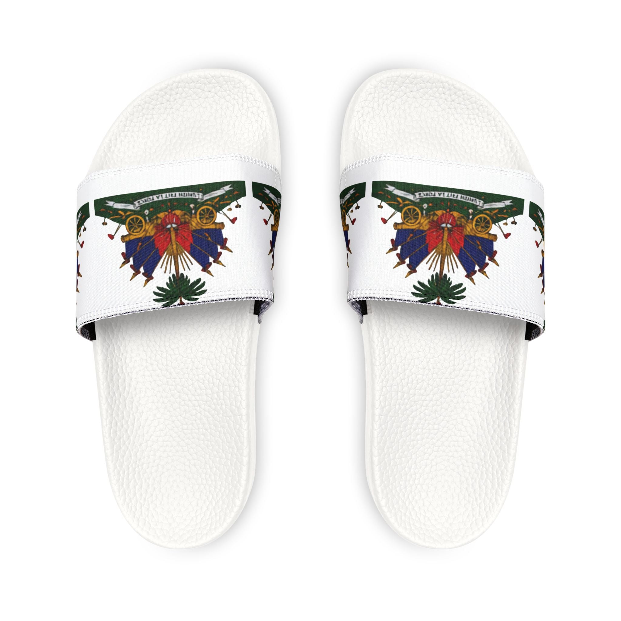 Slide Sandals with Haitian Coat of Arms Design — Men’s Removable‑Strap Slides