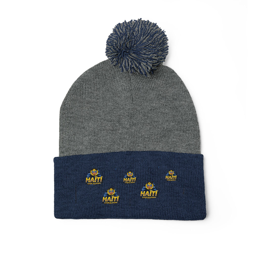 Embroidered Pom-Pom Beanie — Cute Mini Ducklings Knit Hat