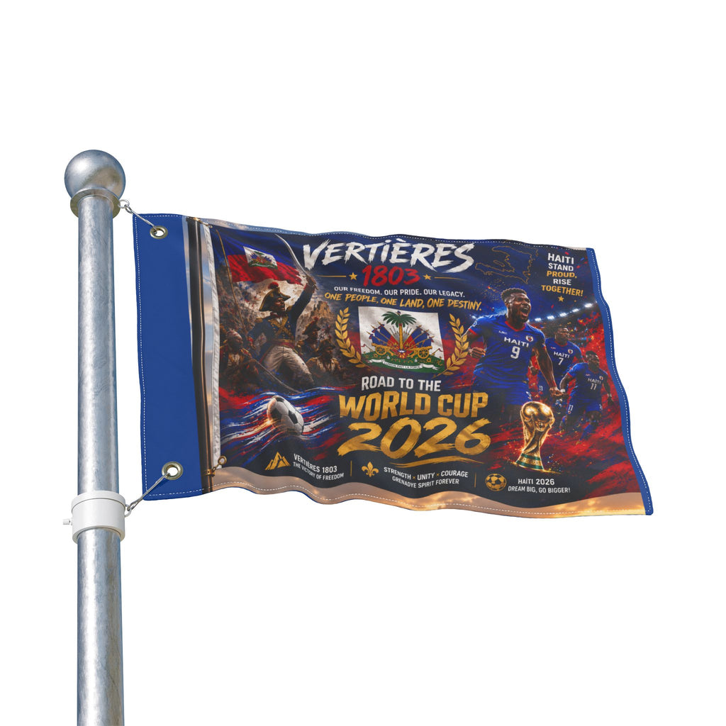 Haiti World Cup 2026 Double-Sided Flag – Vertières 1803 Soccer Tribute