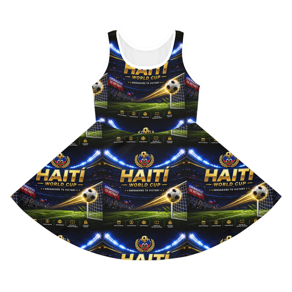 Haiti World Cup Girls' Soccer Sundress — Kids Football Stadium Print