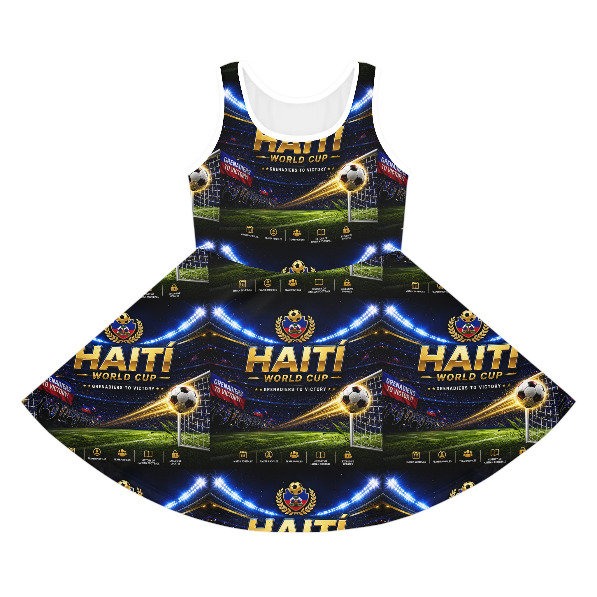 Haiti World Cup Girls' Soccer Sundress — Kids Football Stadium Print
