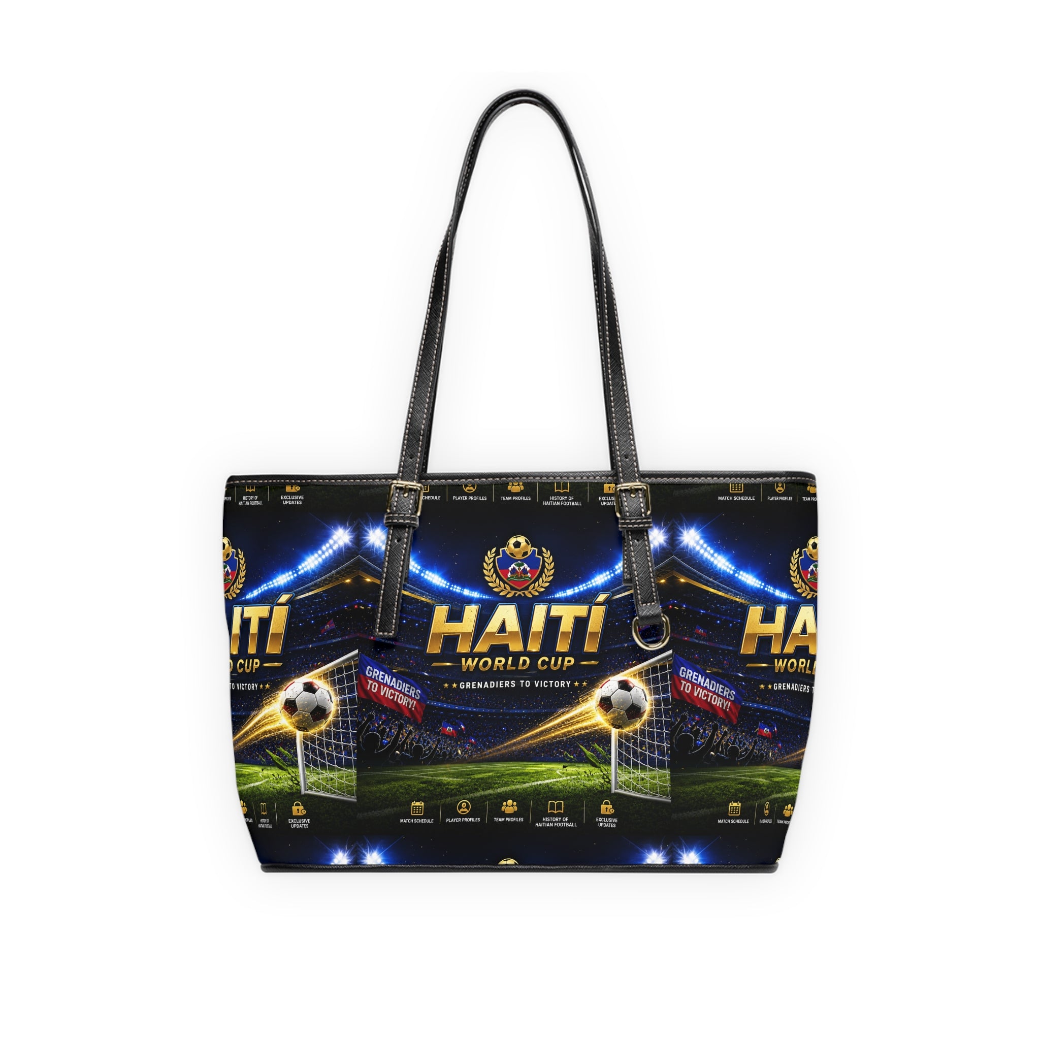 Haiti World Cup PU Leather Shoulder Bag — Soccer Stadium Graphic Tote