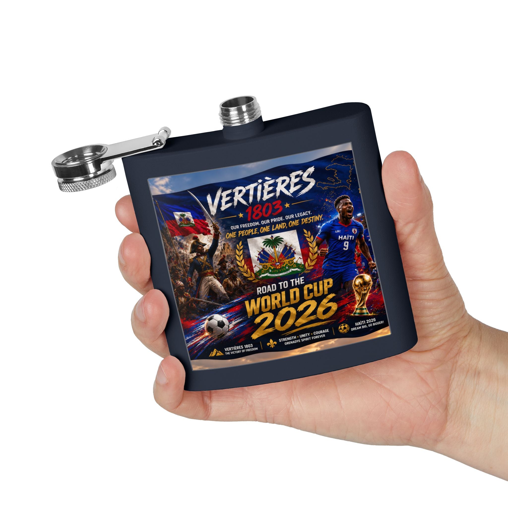 Flask — Haiti Vertières 1803 World Cup 2026 Tribute 6oz Stainless Steel